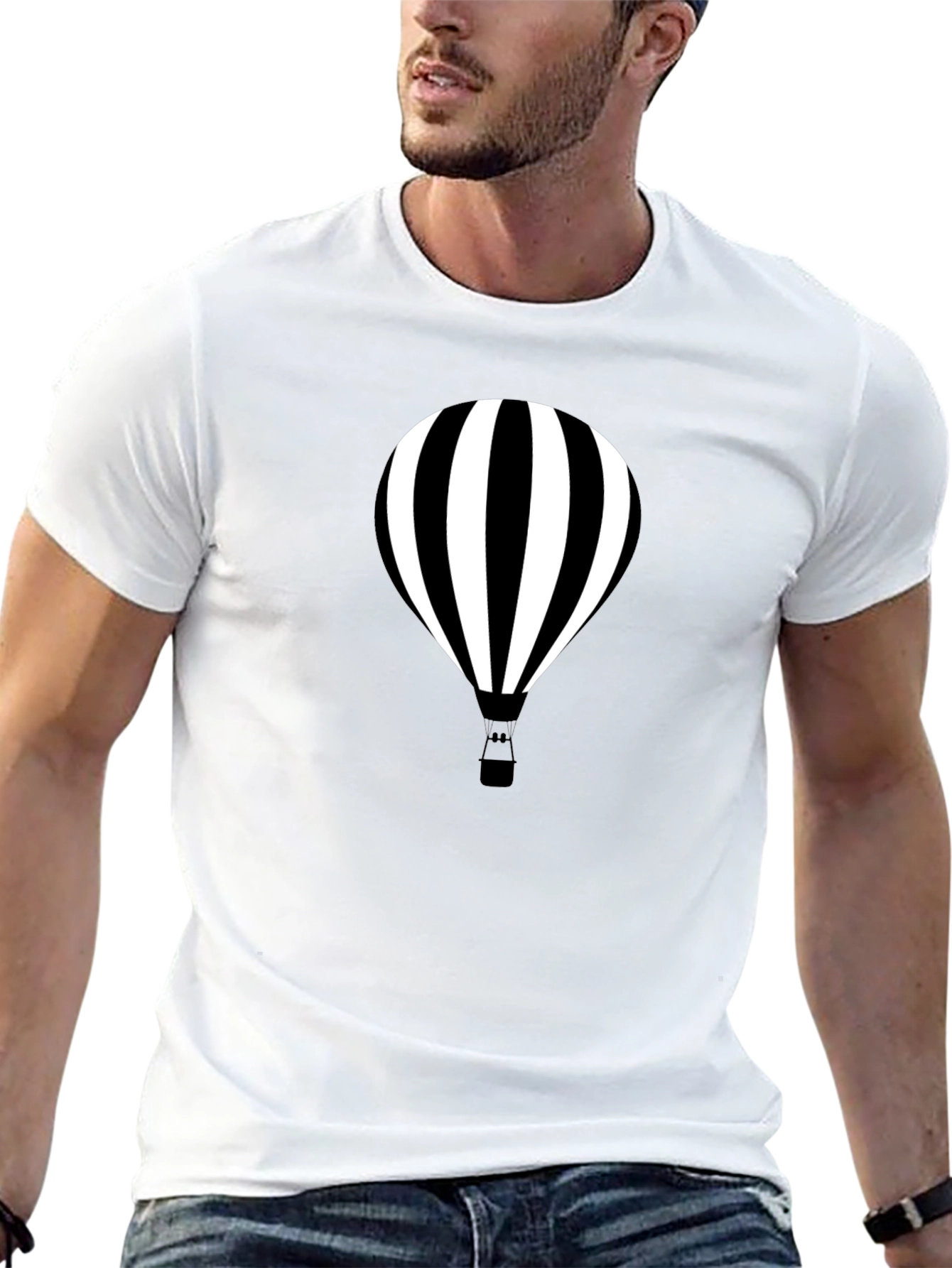 Striped Hot Air Balloon Graphic Tee