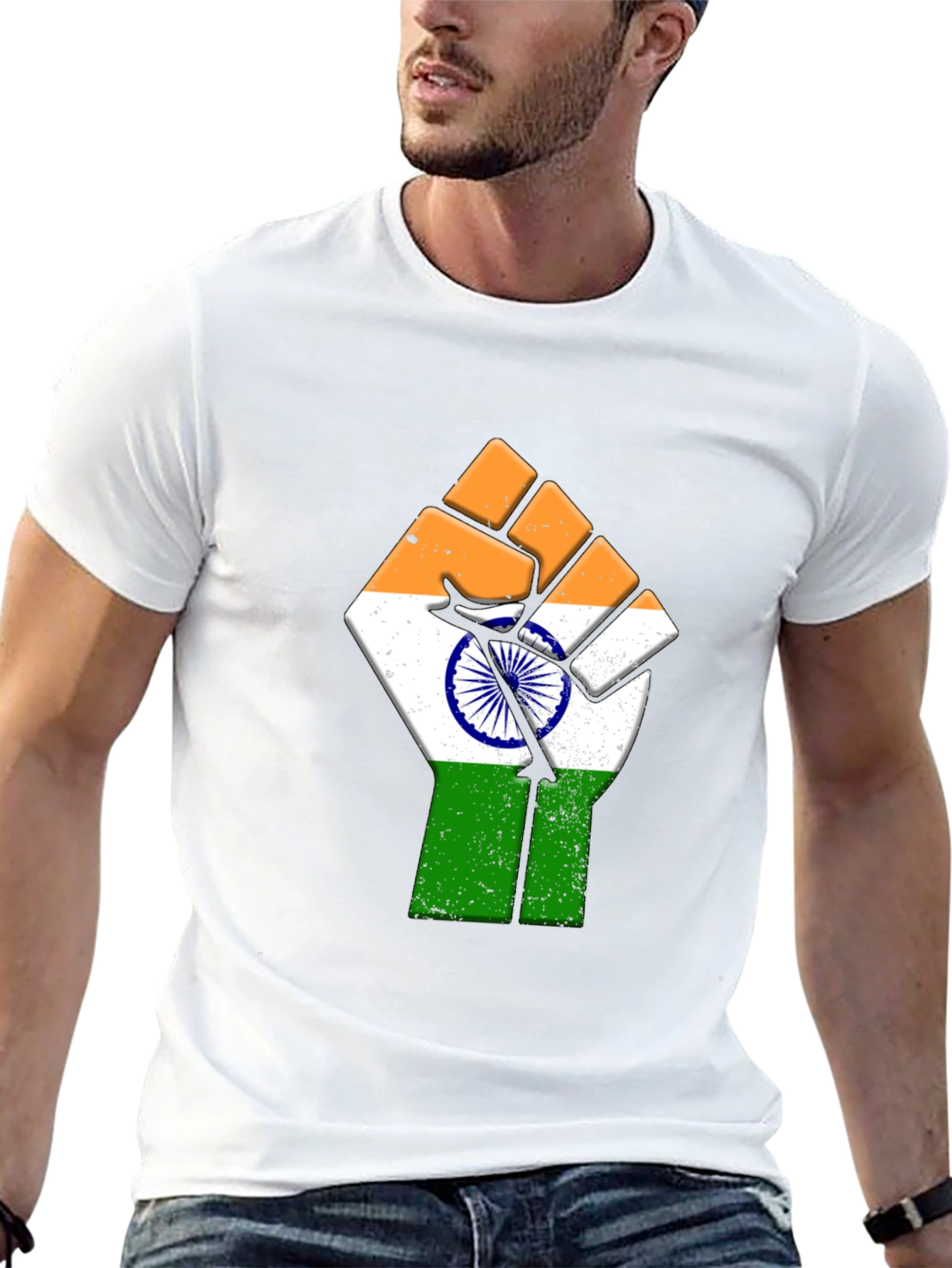 Indian Flag Fist Graphic Tee - Patriotic Pride