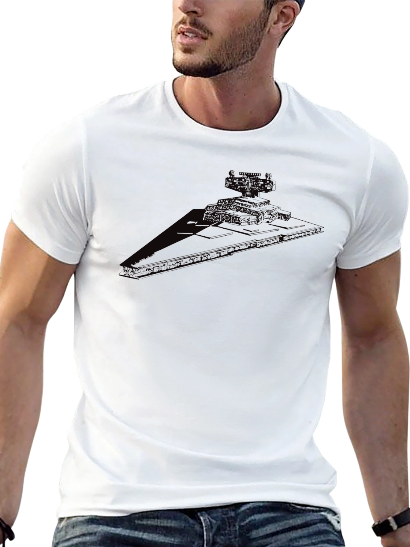 Star Destroyer Graphic Tee - Black Cotton Blend T-Shirt