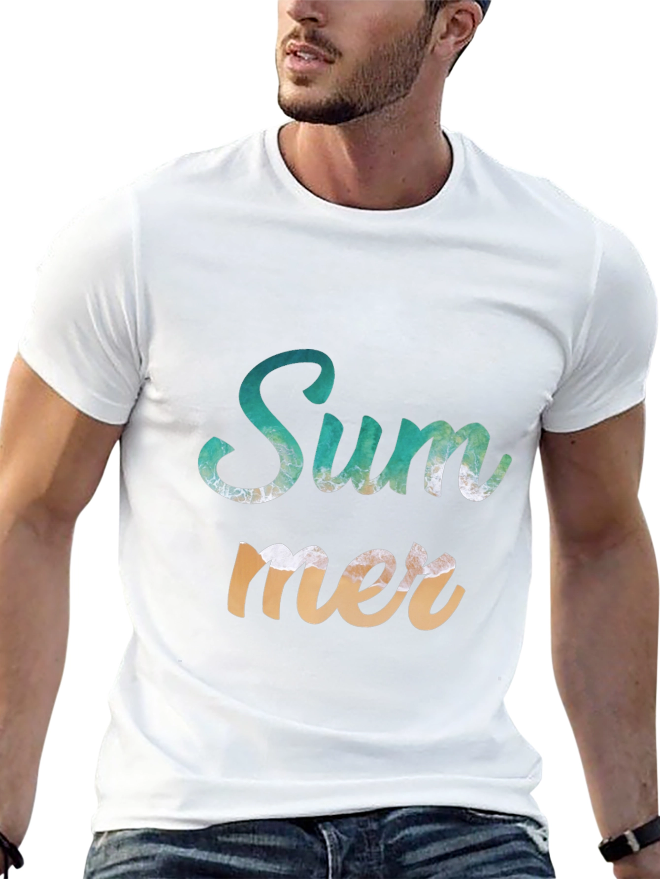 Summer Wave Design Black T-Shirt