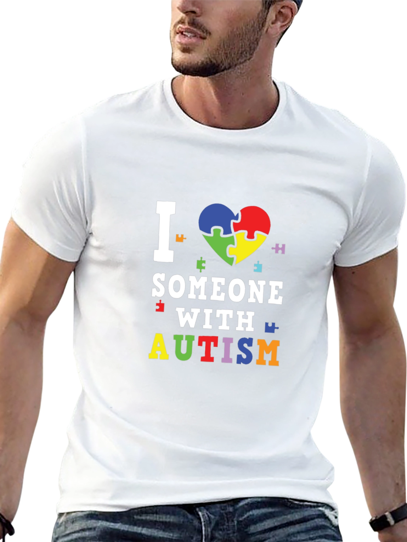 I Love Someone With Autism T-Shirt Puzzle Heart