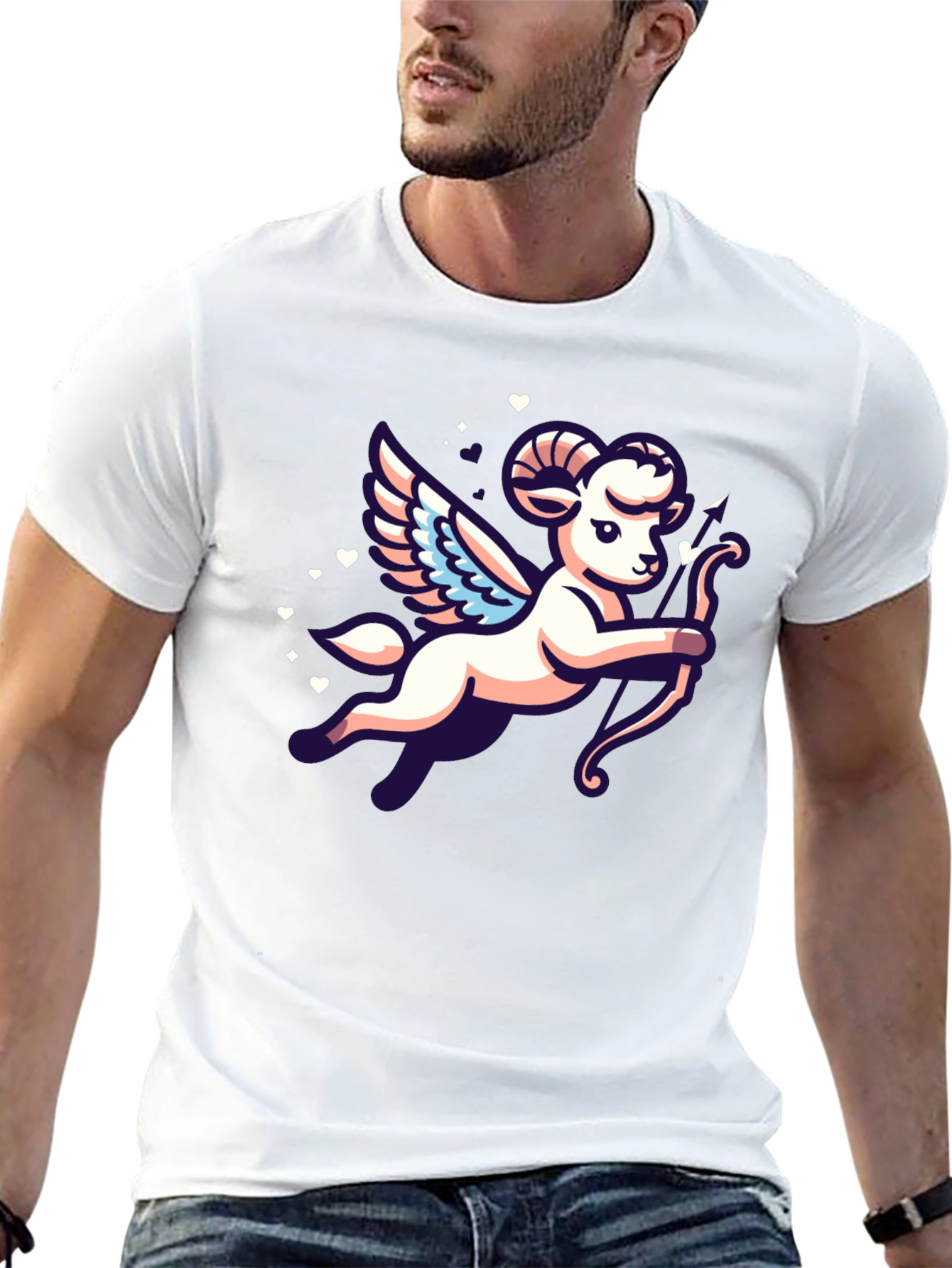 Cupid Aries Ram Graphic T-Shirt