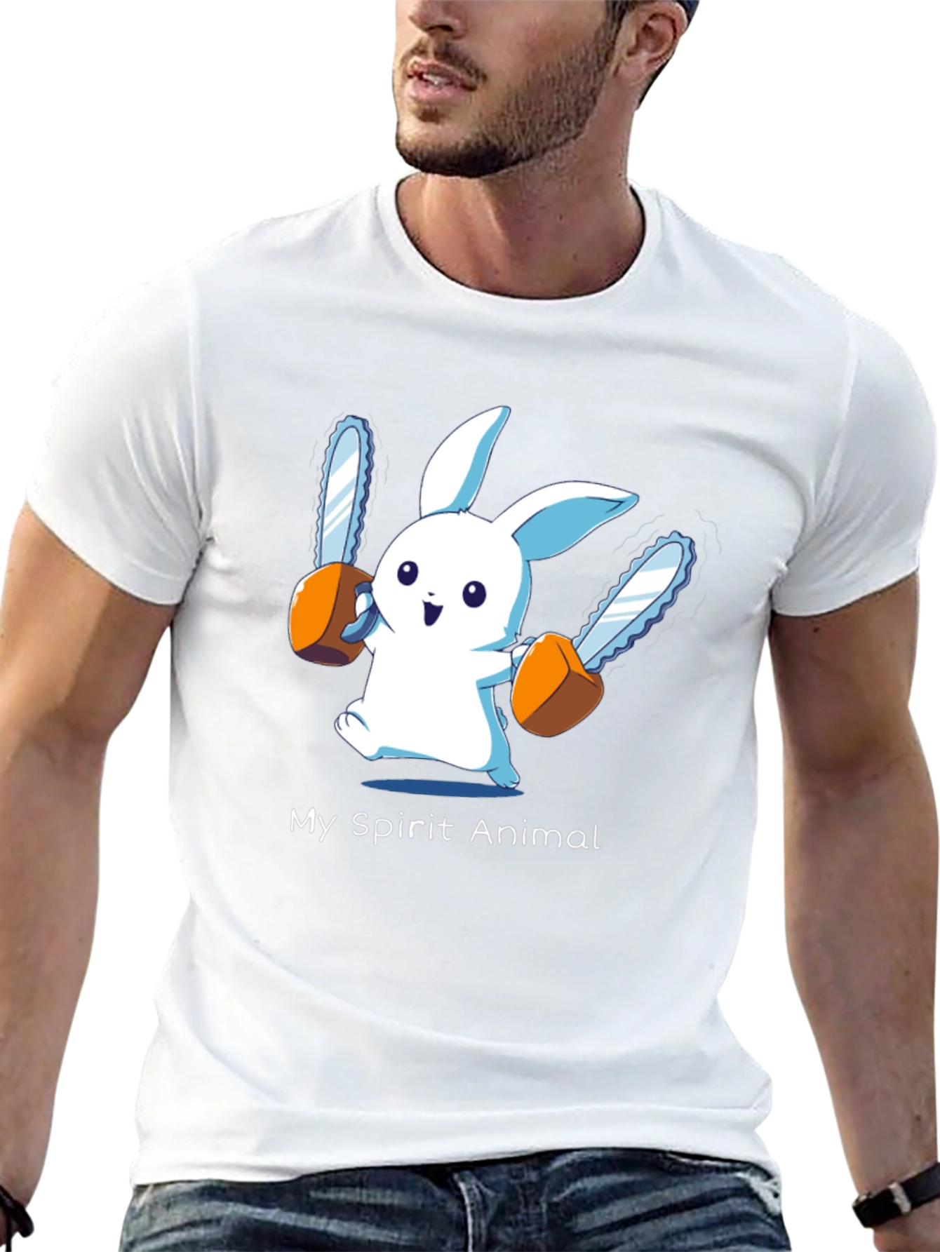 My Spirit Animal Chainsaw Bunny Black T-Shirt
