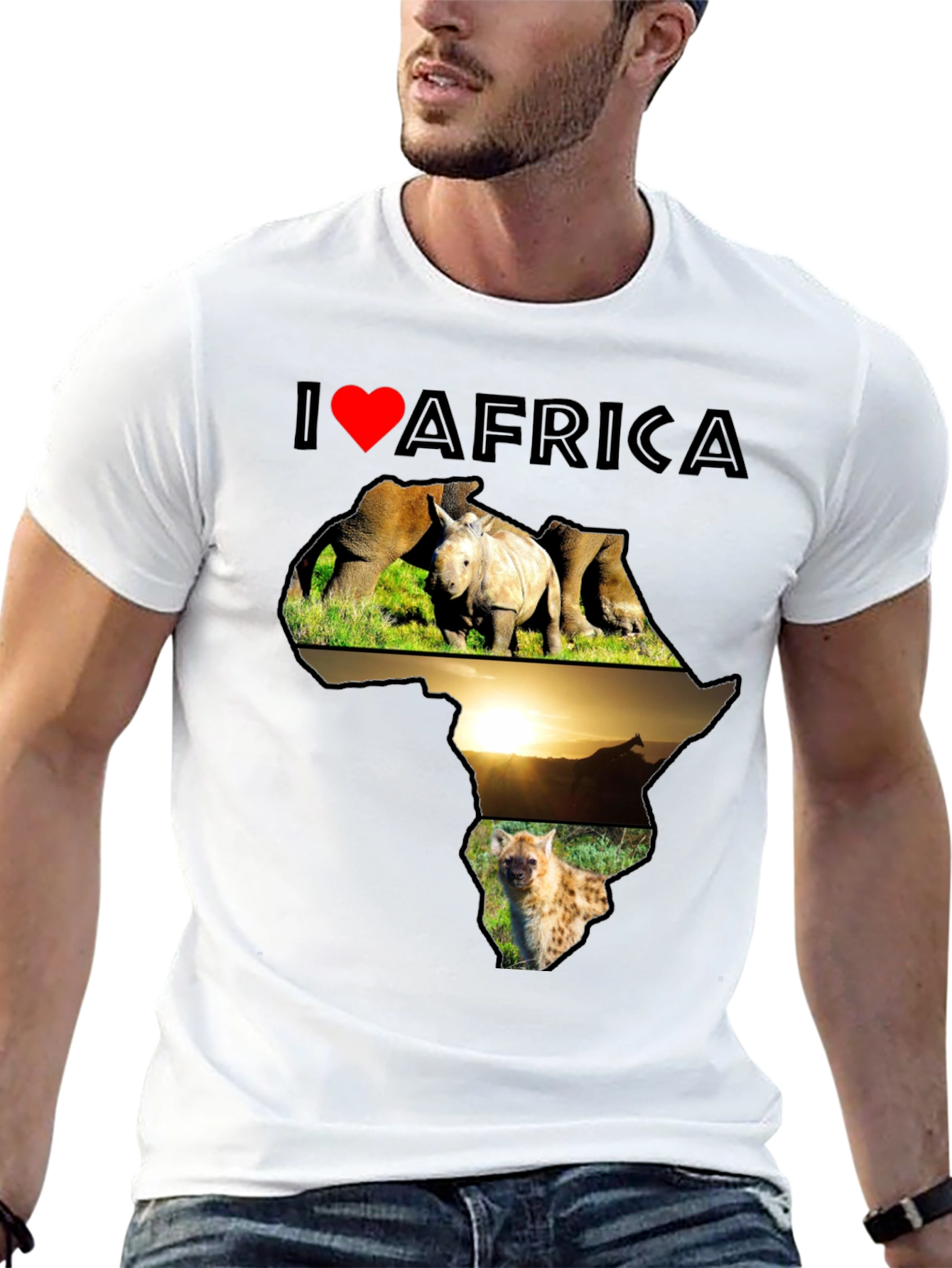 I Love Africa T-Shirt - Wildlife & Continent Design