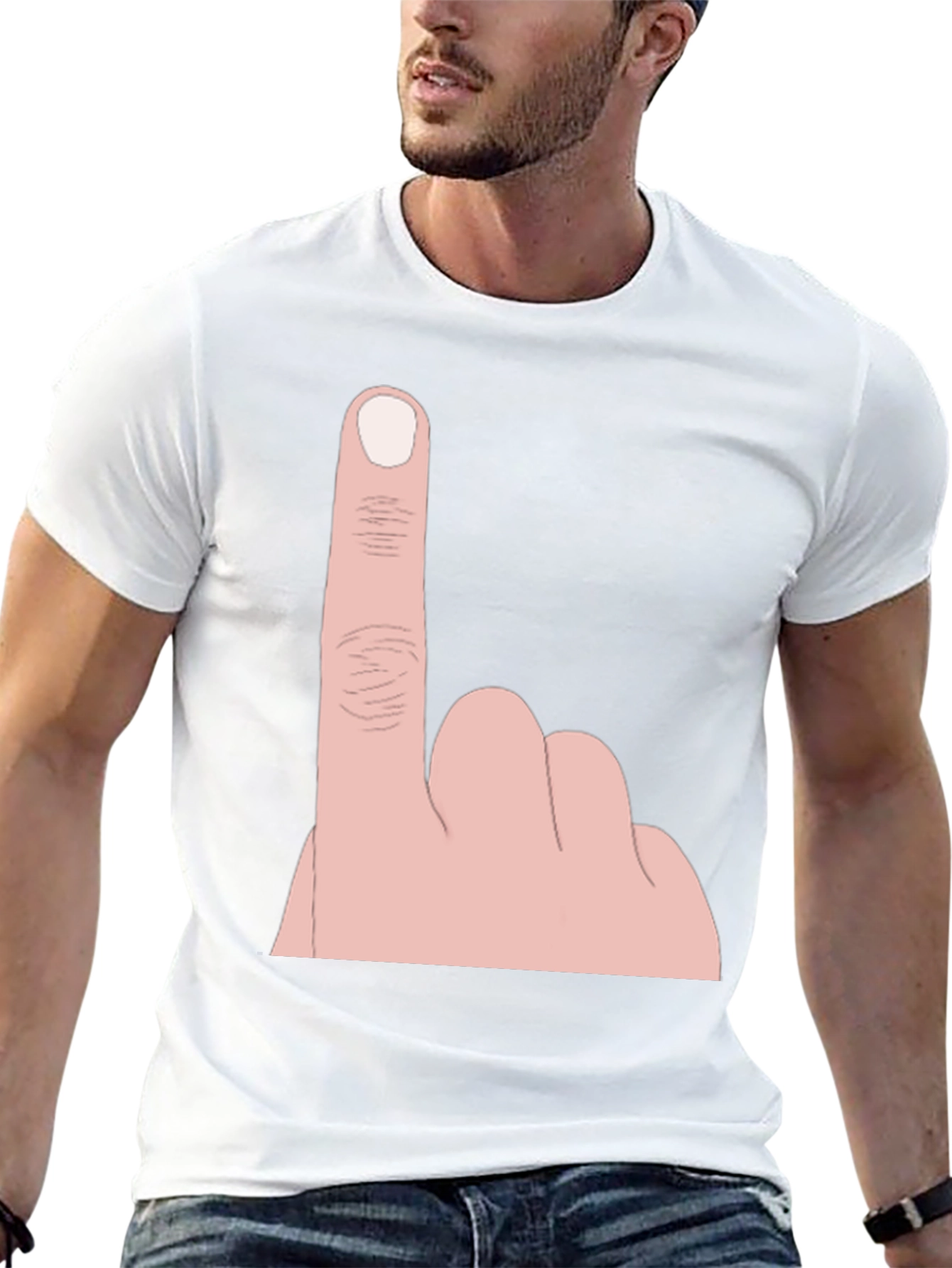 Funny Number One Hand Gesture Graphic Tee - Black