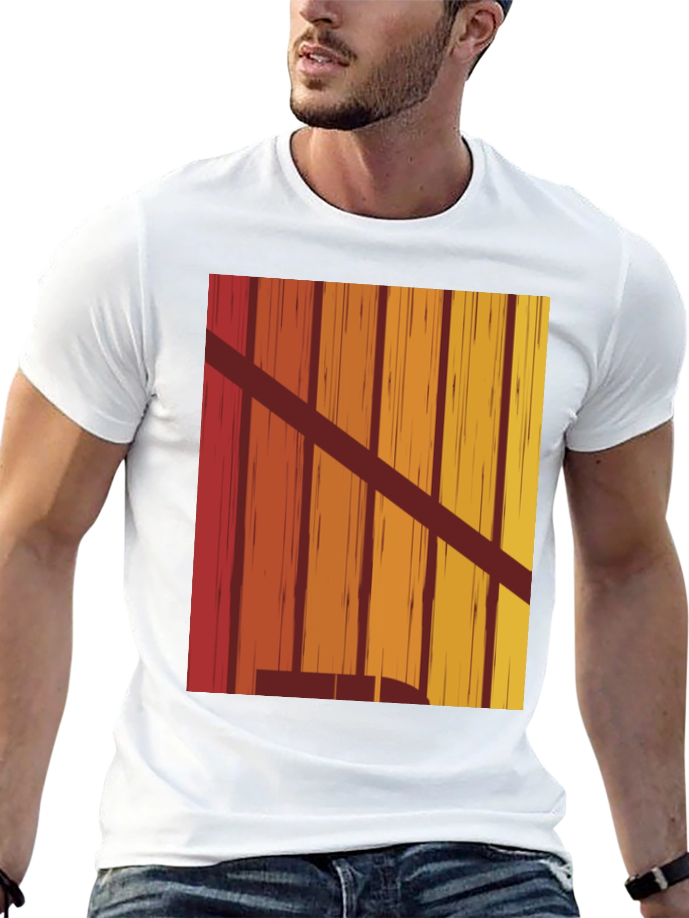 Retro Vertical Stripe Graphic Tee