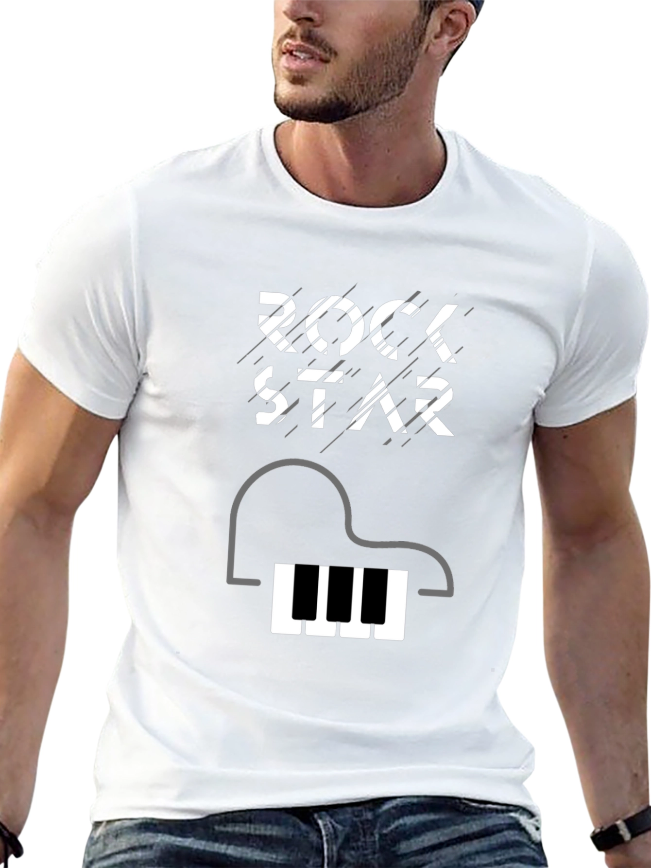 Rockstar Piano Graphic Tee - Black Cotton T-Shirt