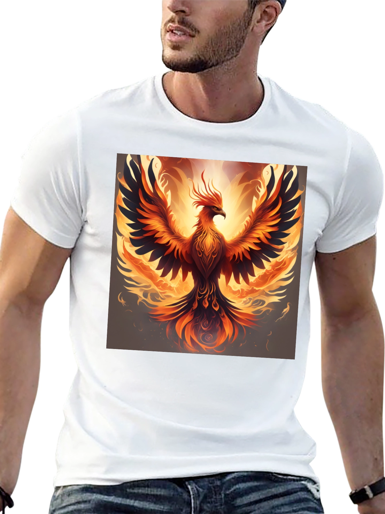 Phoenix Graphic Print Black T-Shirt