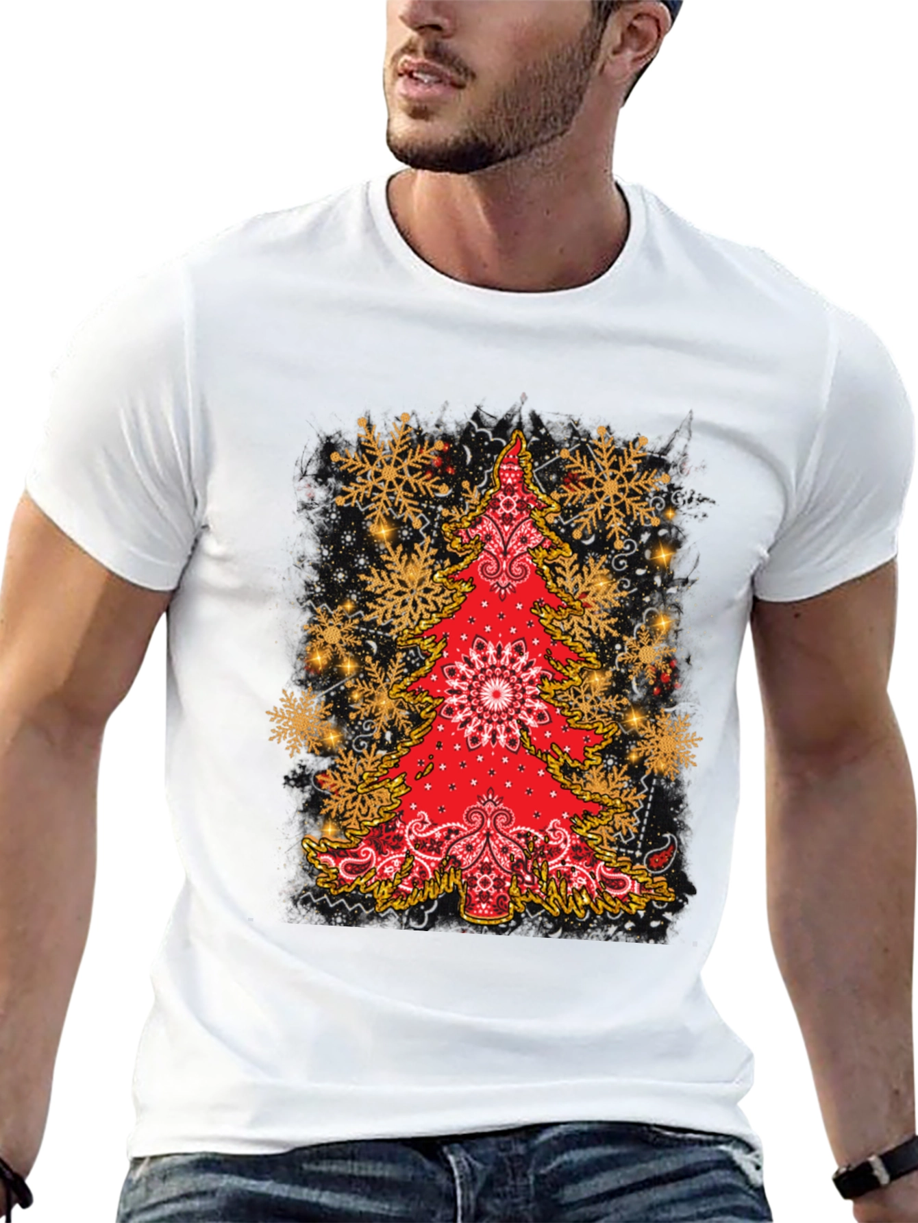 Festive Bandana Christmas Tree Graphic Tee