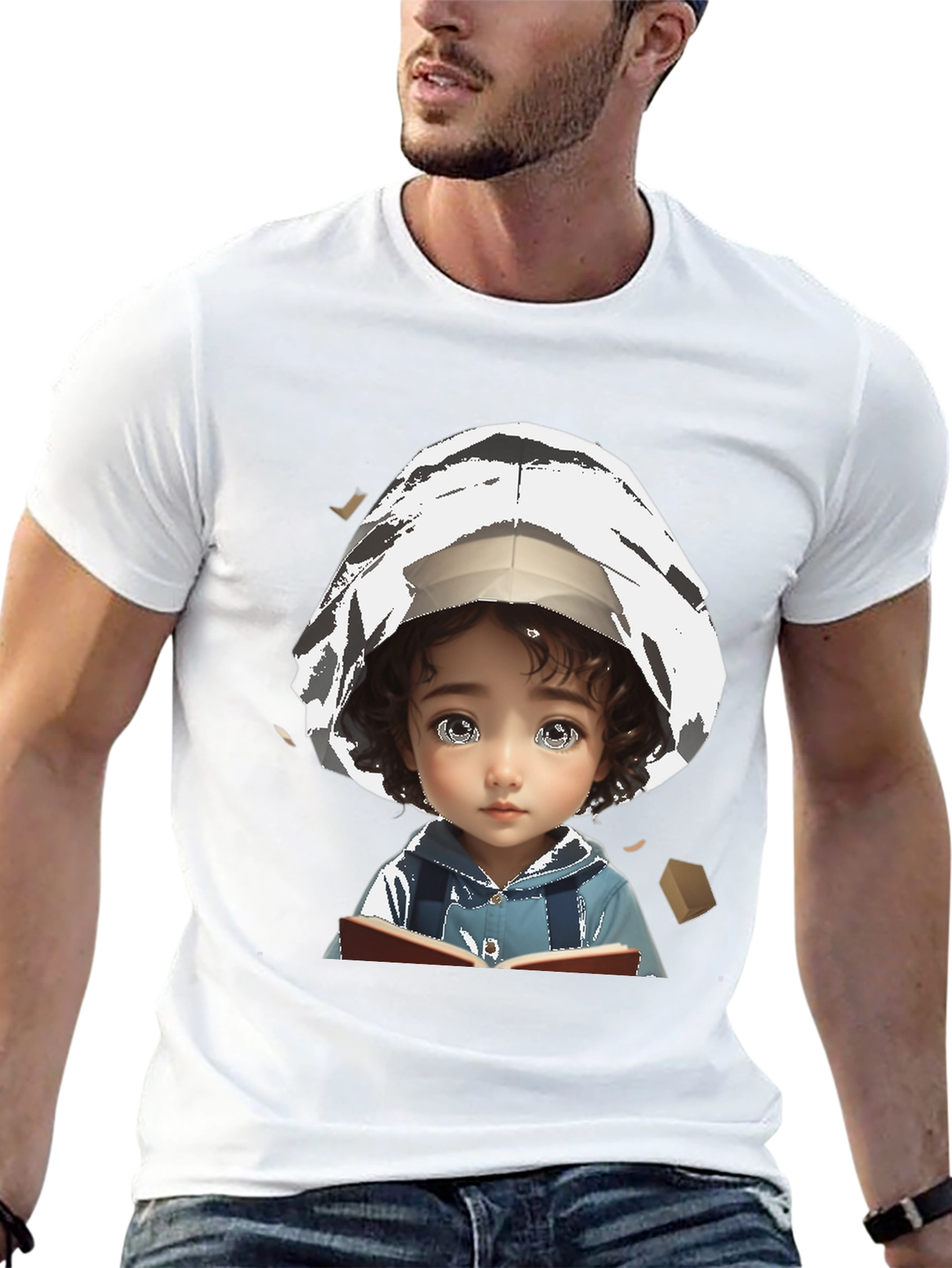 Whimsical Child Reading T-Shirt - Unique Graphic Tee