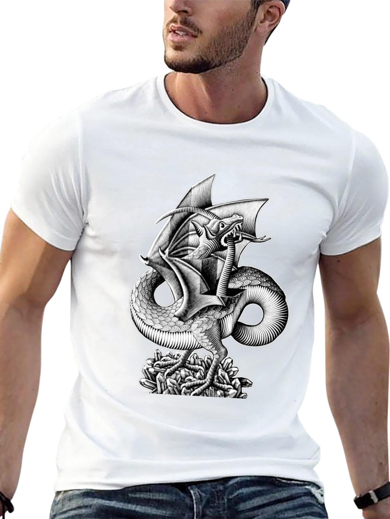 Dragon Graphic Print Black T-Shirt