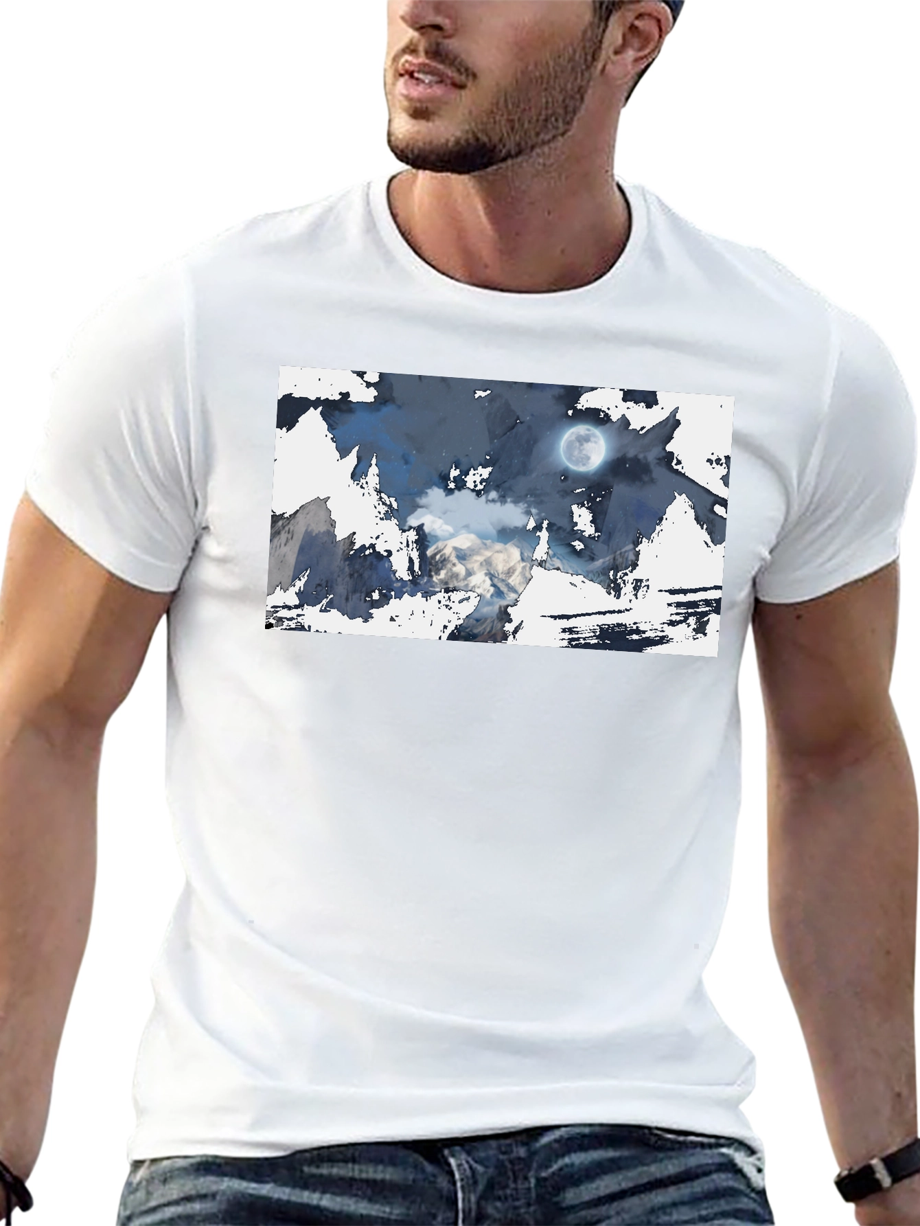 Moonlit Mountain Tee - Stylish Graphic Print