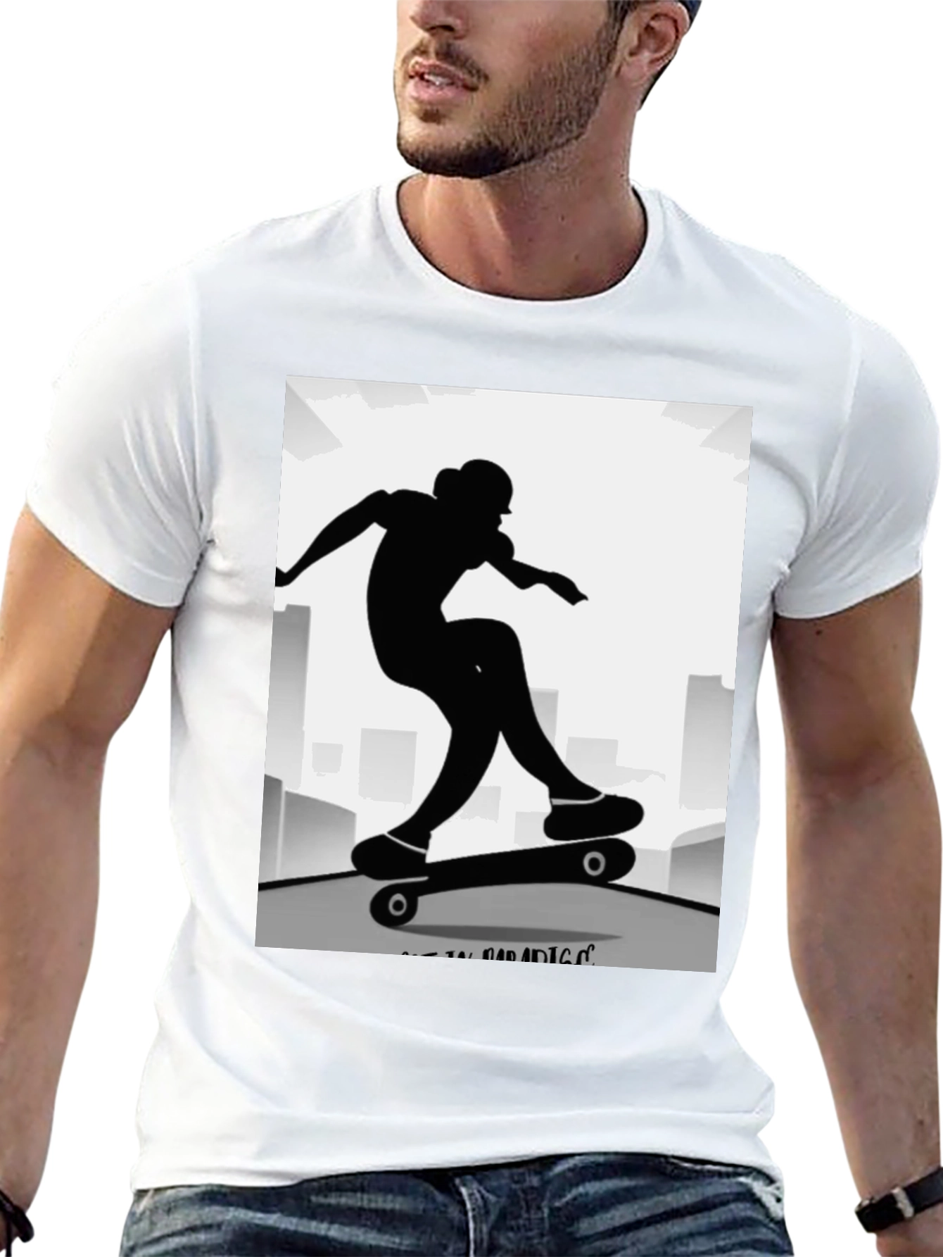 Skater Silhouette Graphic Tee - Black