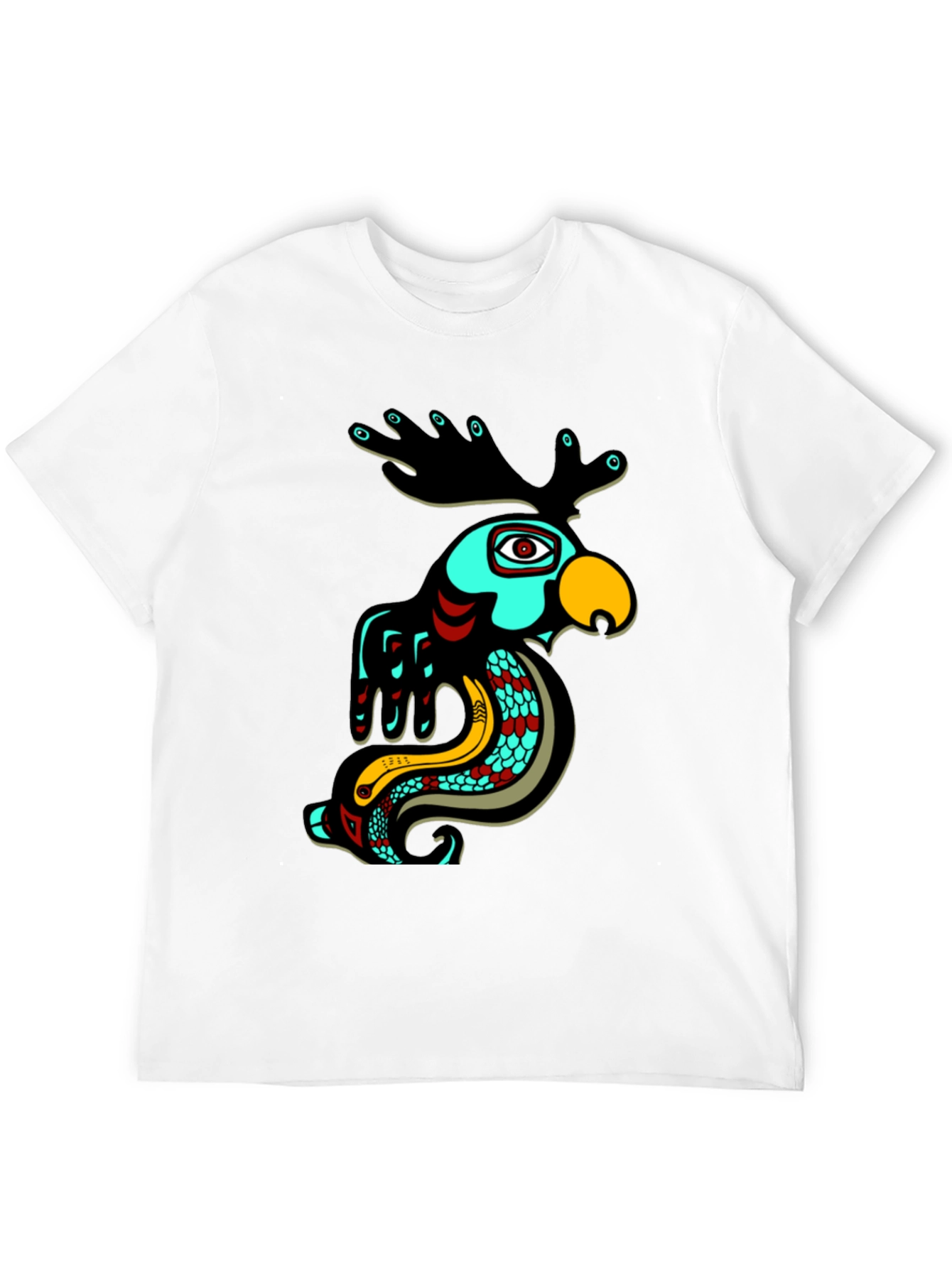 Abstract Animal Graphic Tee - Black Cotton