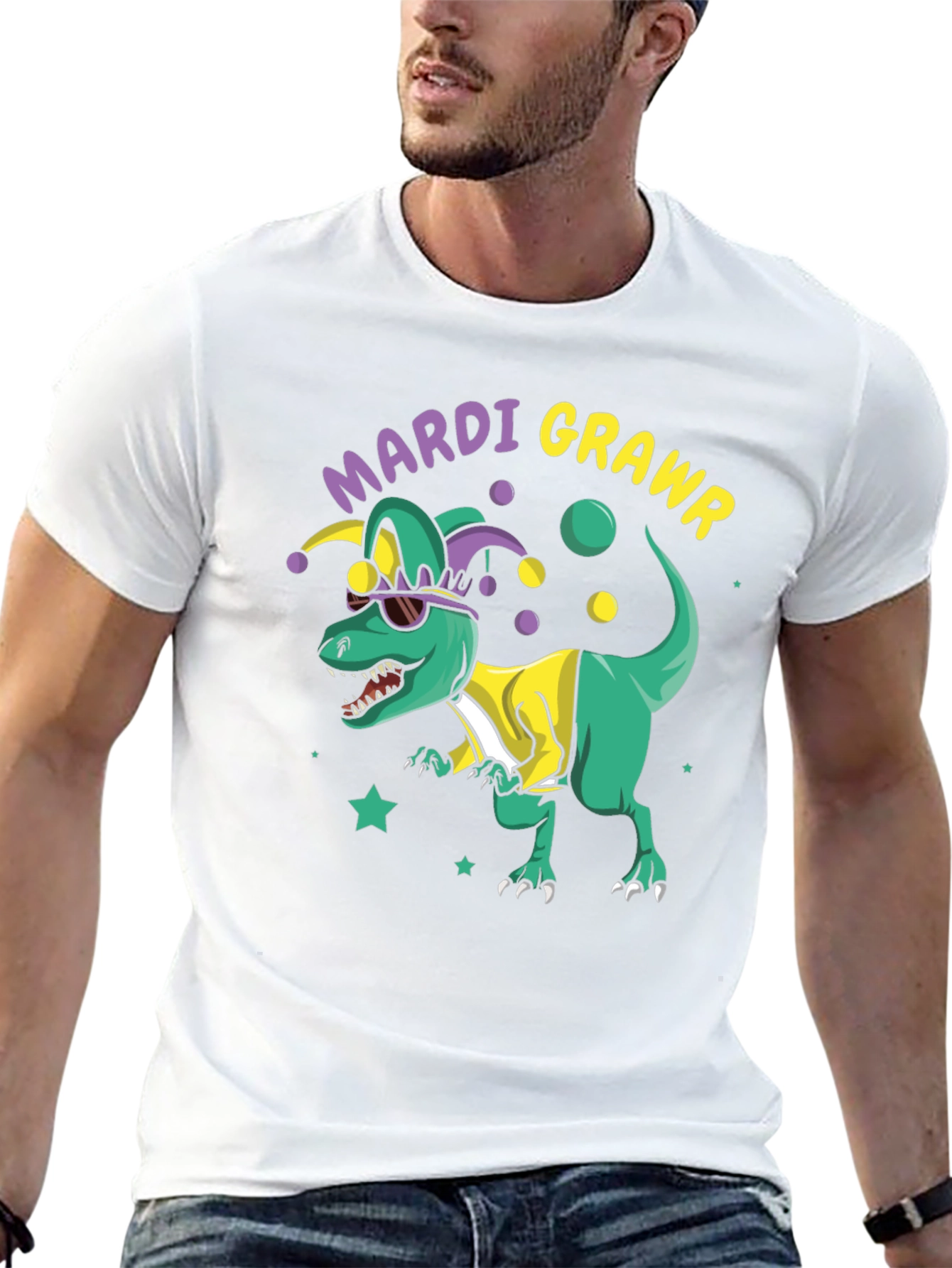 Mardi Grawr T-Rex Mens Black T-Shirt