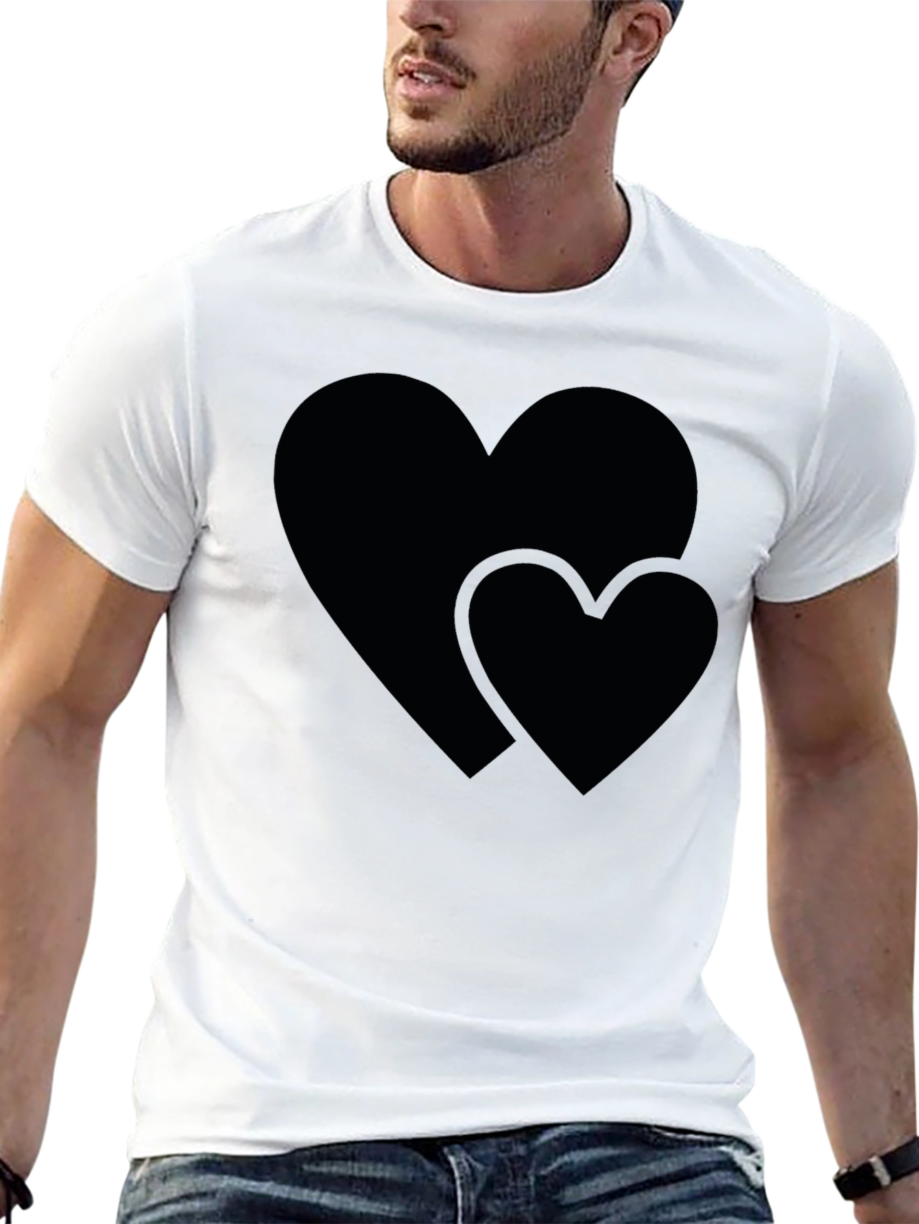 Heart Graphic Black Crew Neck Tee