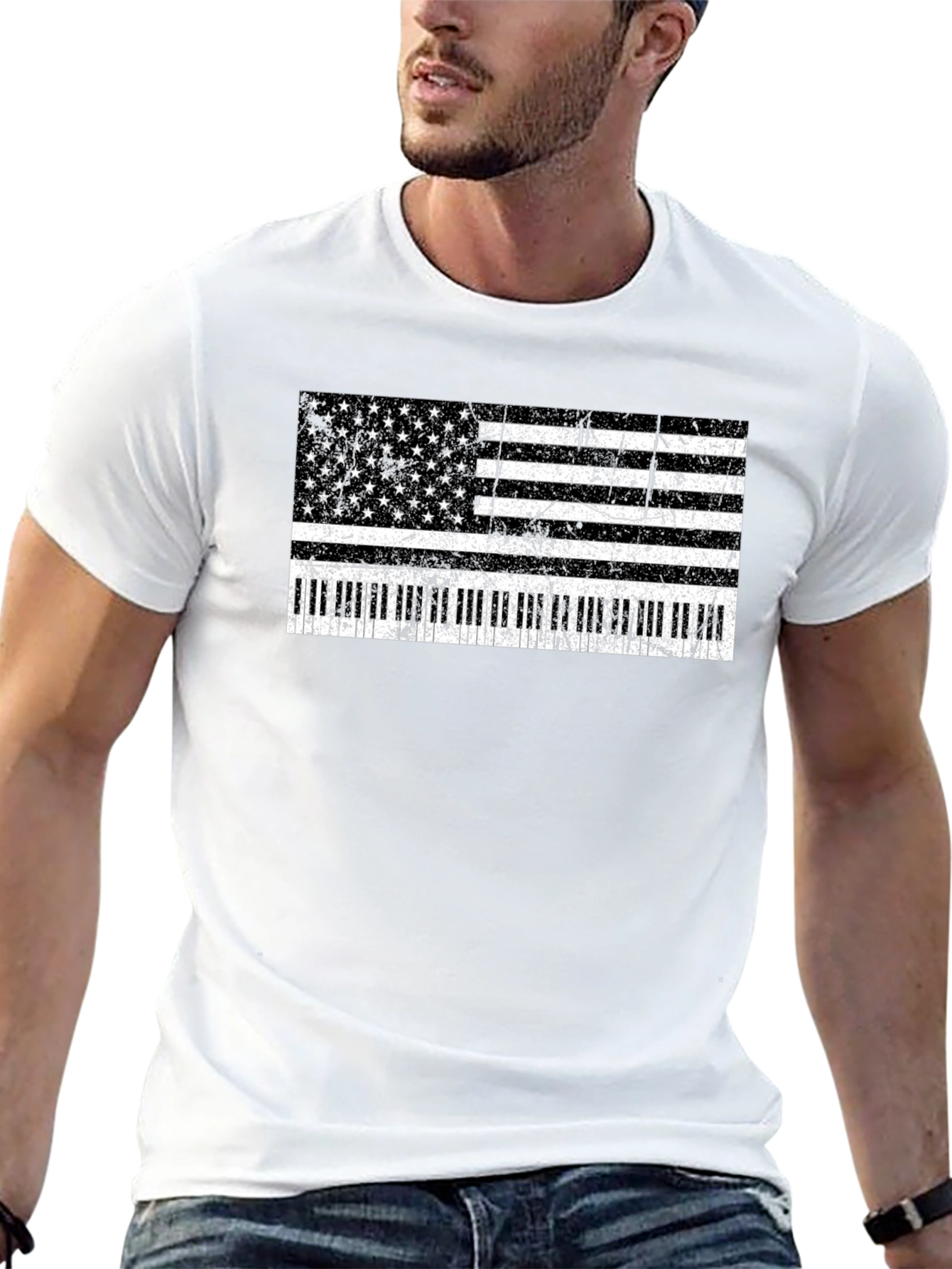 American Flag Piano Keys T-Shirt