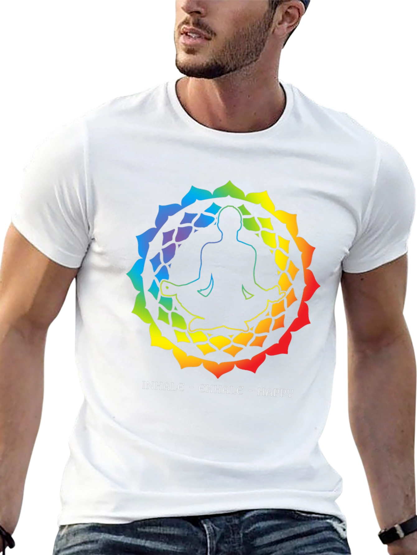 Yoga Meditation Rainbow Mandala Graphic T-Shirt