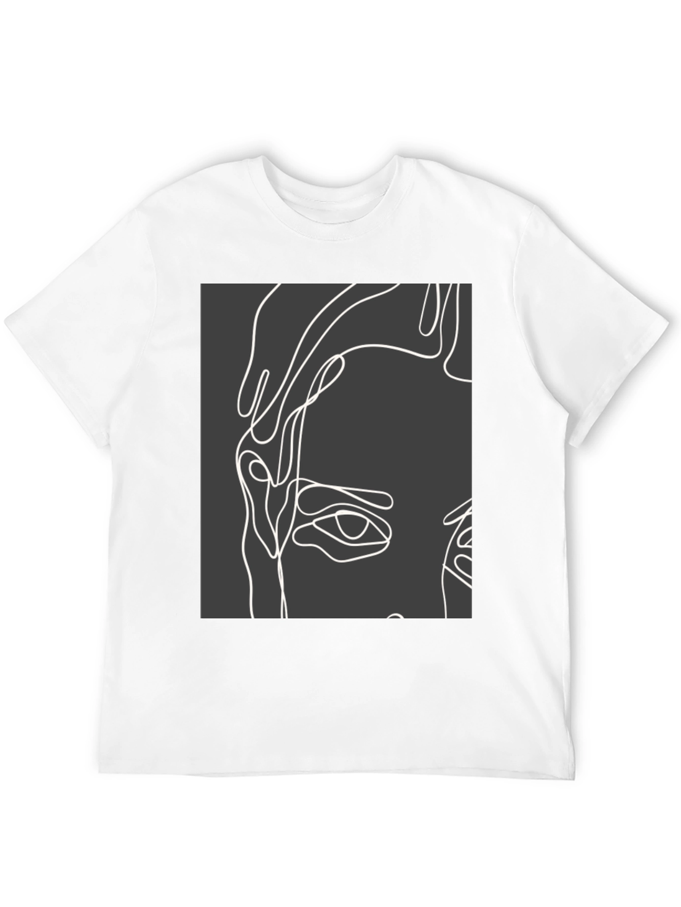 Abstract Face Line Art Black T-Shirt