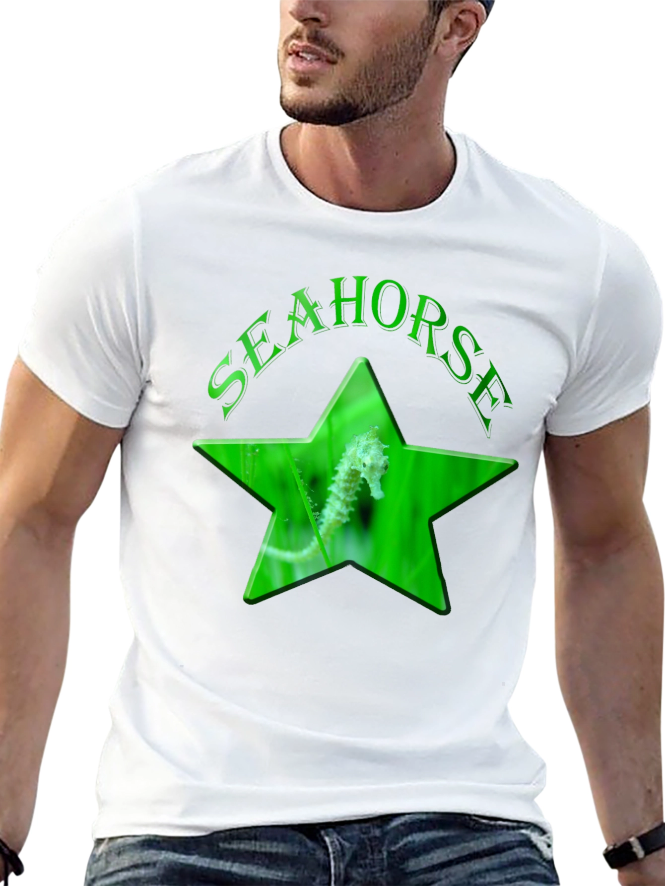 Seahorse Star Graphic Black T-Shirt