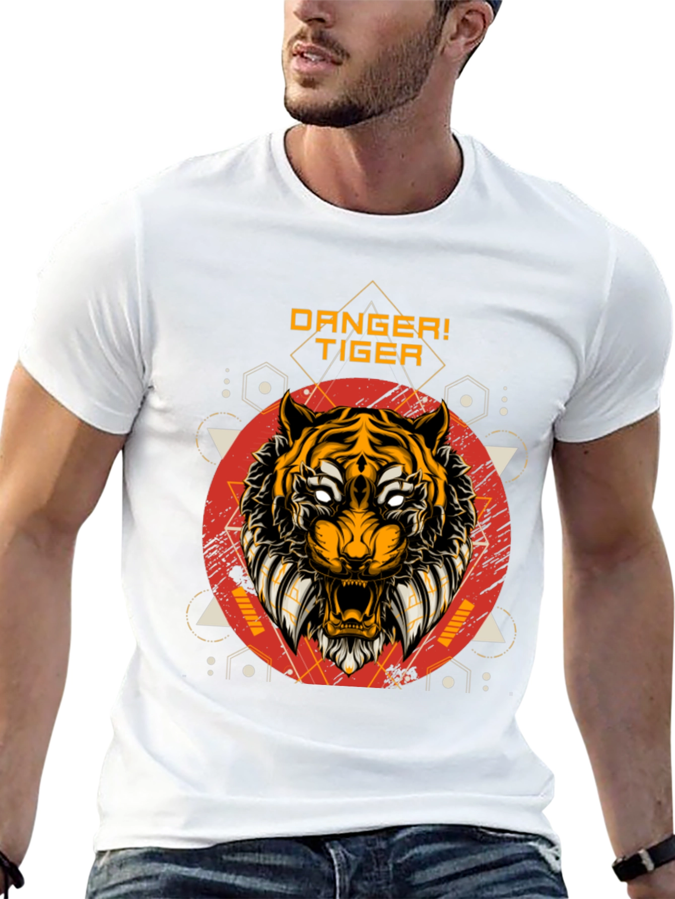 Danger Tiger Graphic Tee - Black Cotton T-Shirt