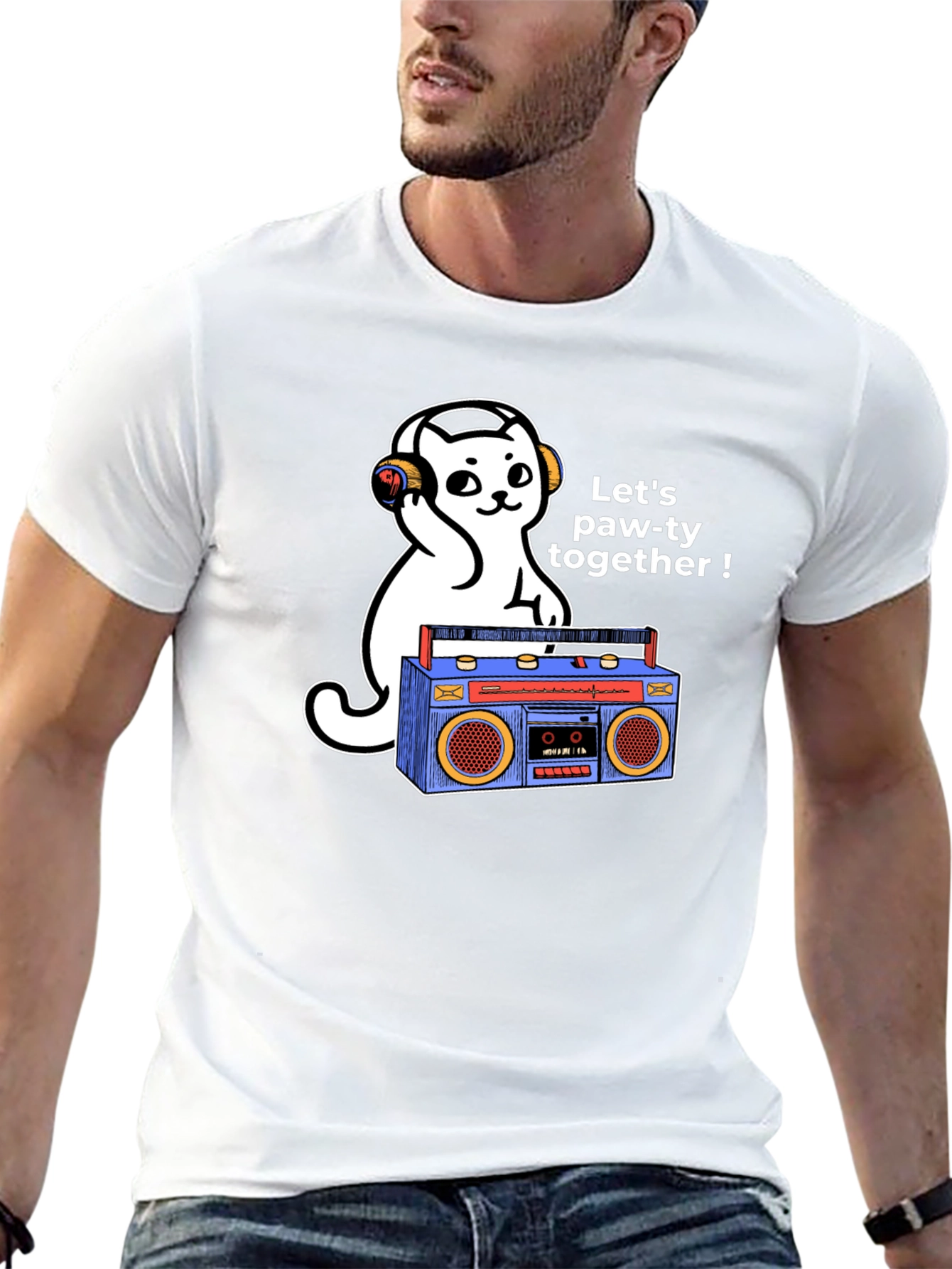 Cat DJ Graphic T-Shirt - Lets Paw-ty!