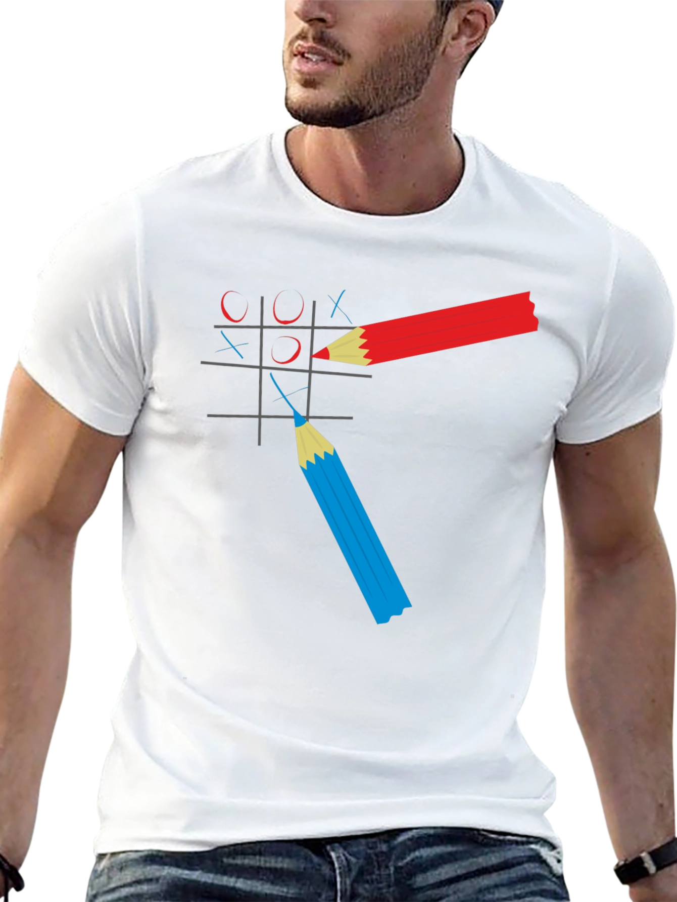 Tic-Tac-Toe Graphic Tee - Pencil Game T-Shirt
