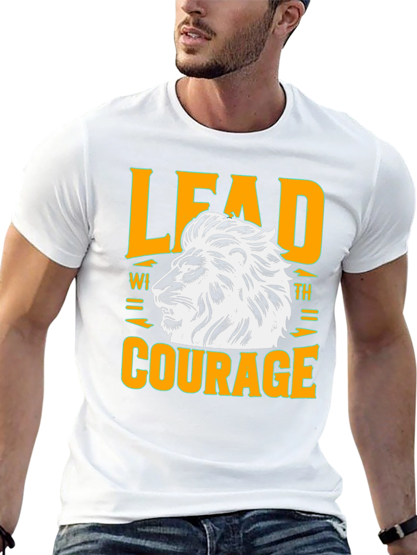 Lead with Courage Lion Graphic Black T-Shirt