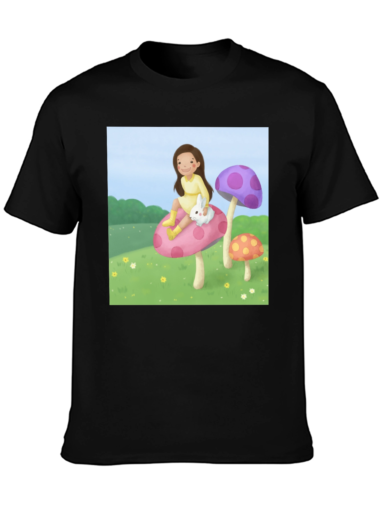 Cartoon Girl Mushroom Graphic Tee