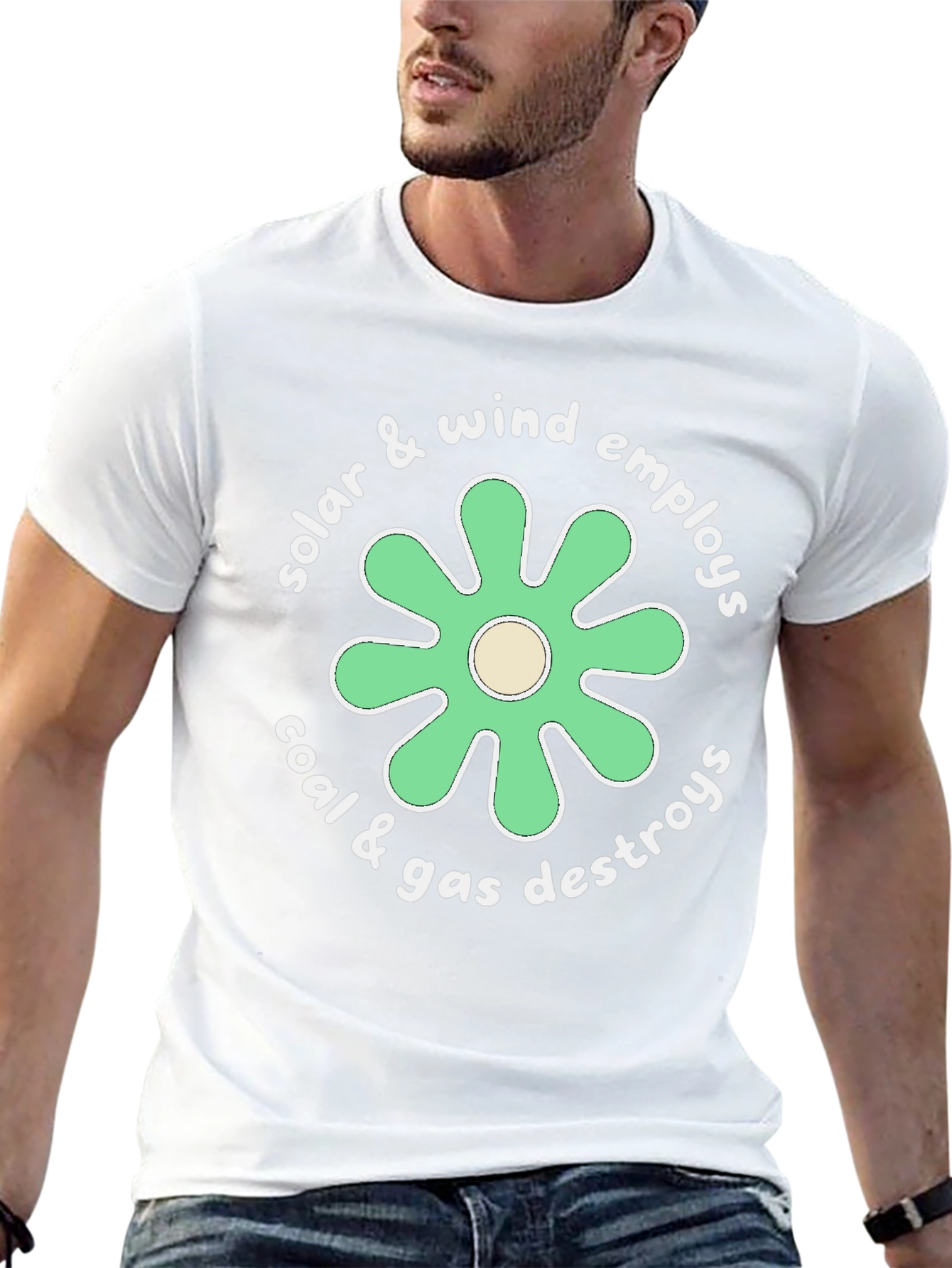 Eco-Friendly Graphic Tee: Solar & Wind Power Advocacy Shirt