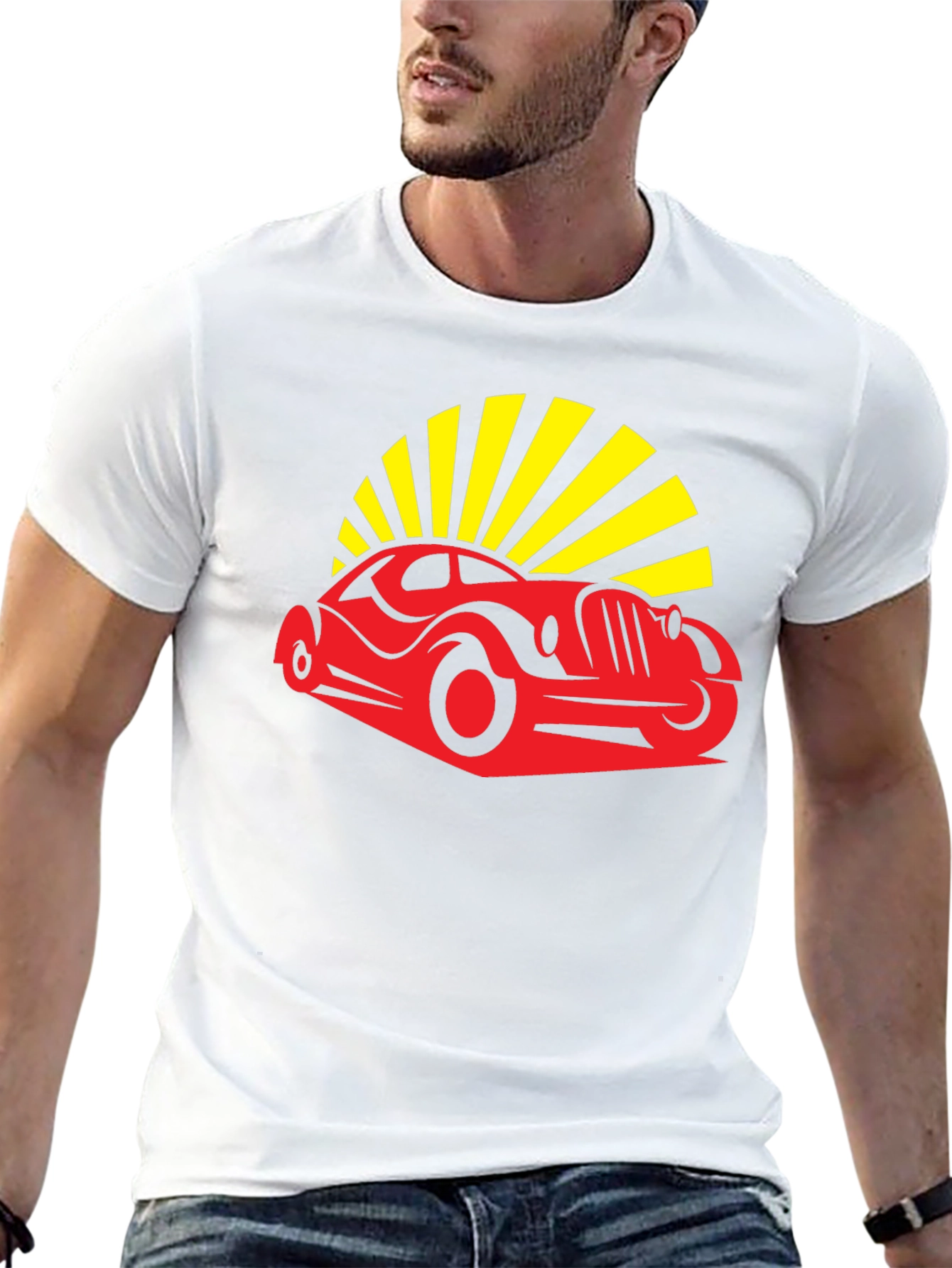 Retro Car Graphic Tee - Black Cotton