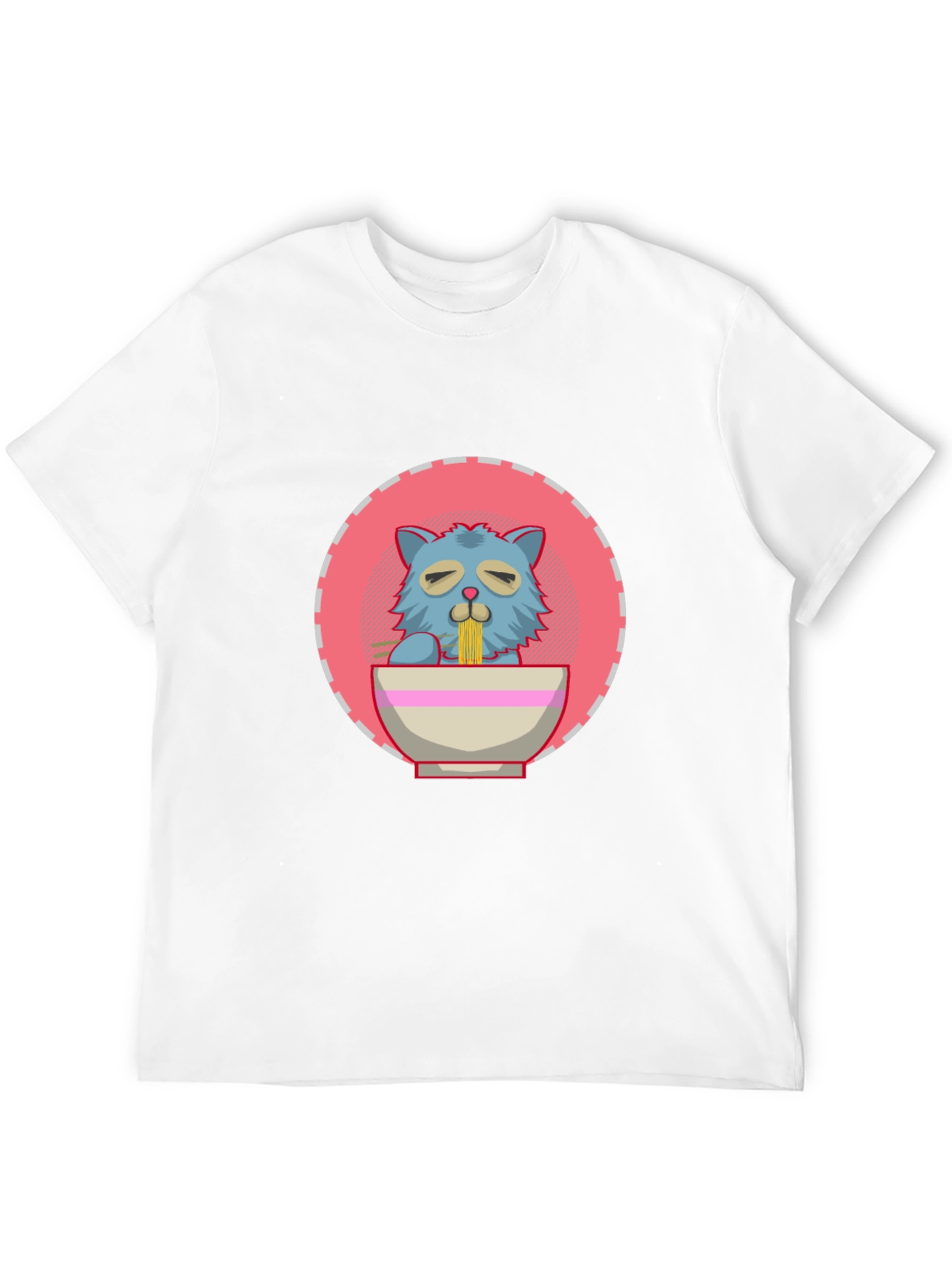 Noodle Cat Graphic Tee - Quirky Black T-Shirt