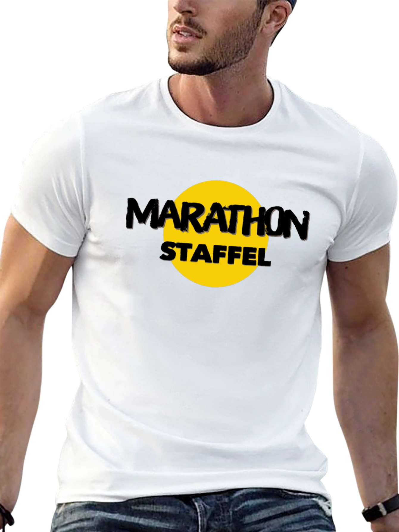 Marathon Staffel Graphic T-Shirt - Black Cotton Blend