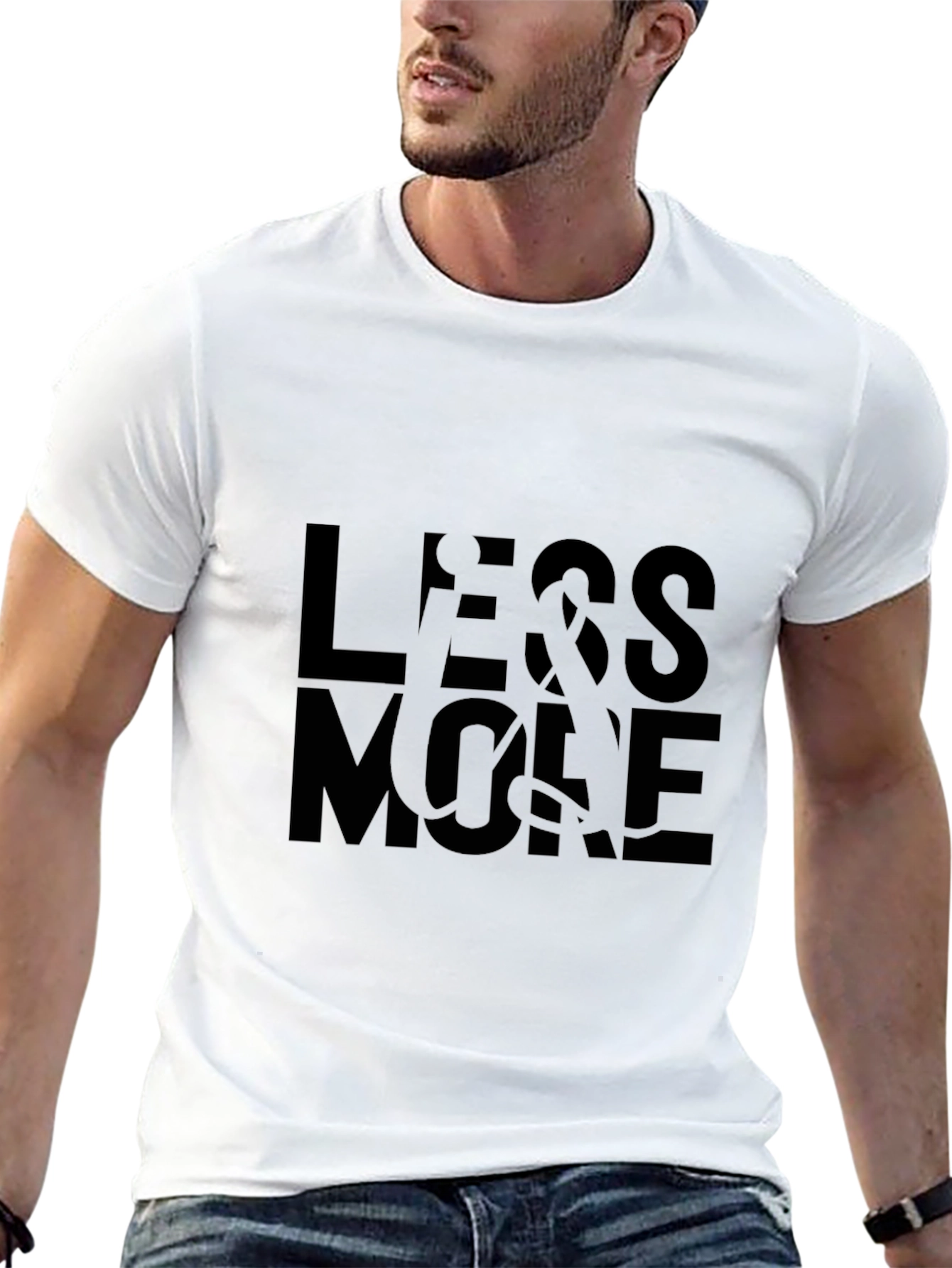 Less & More Mens Black Graphic Tee