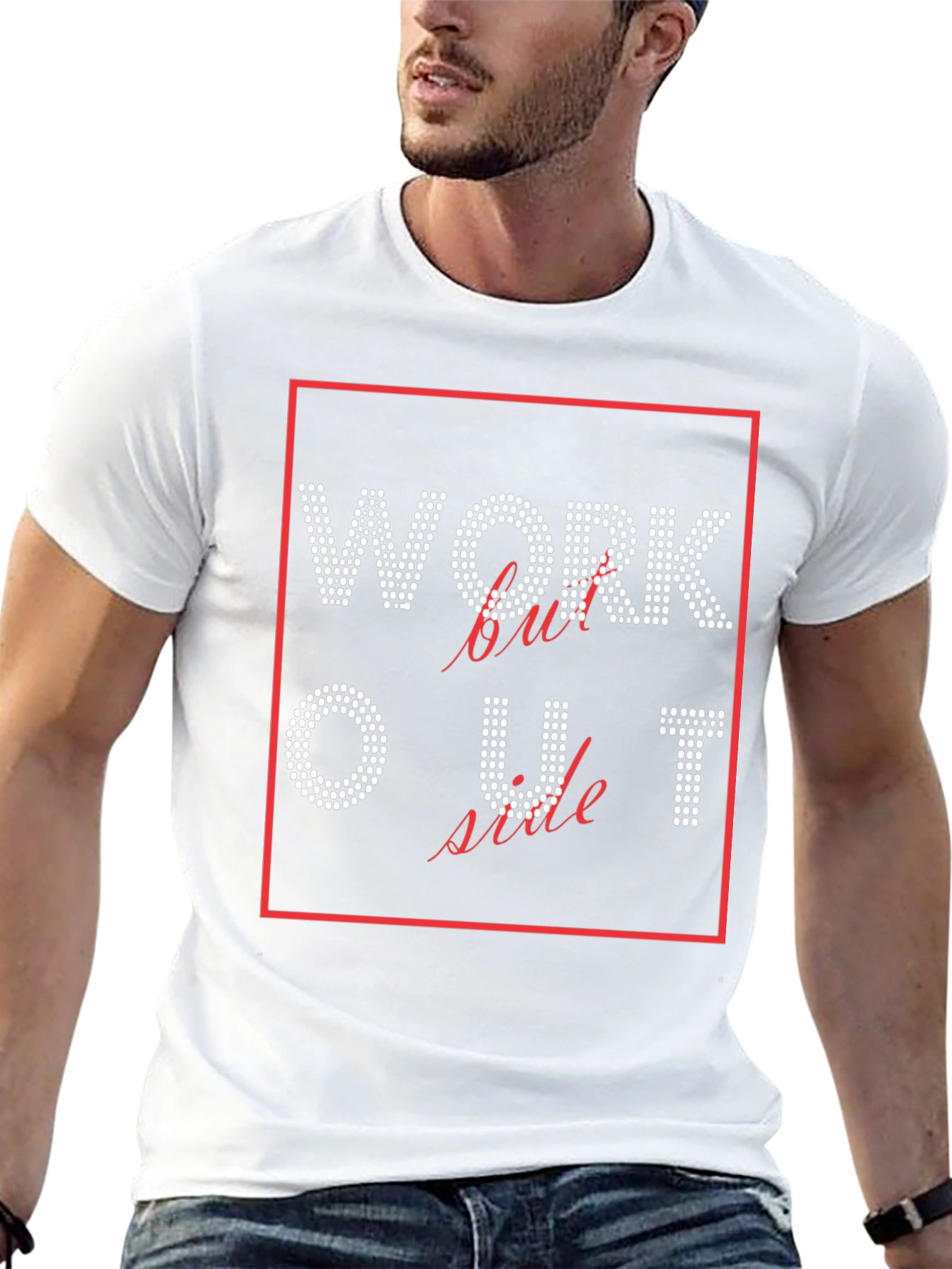 Workout Rhinestone Graphic Tee - Stylish Fitness Shirt