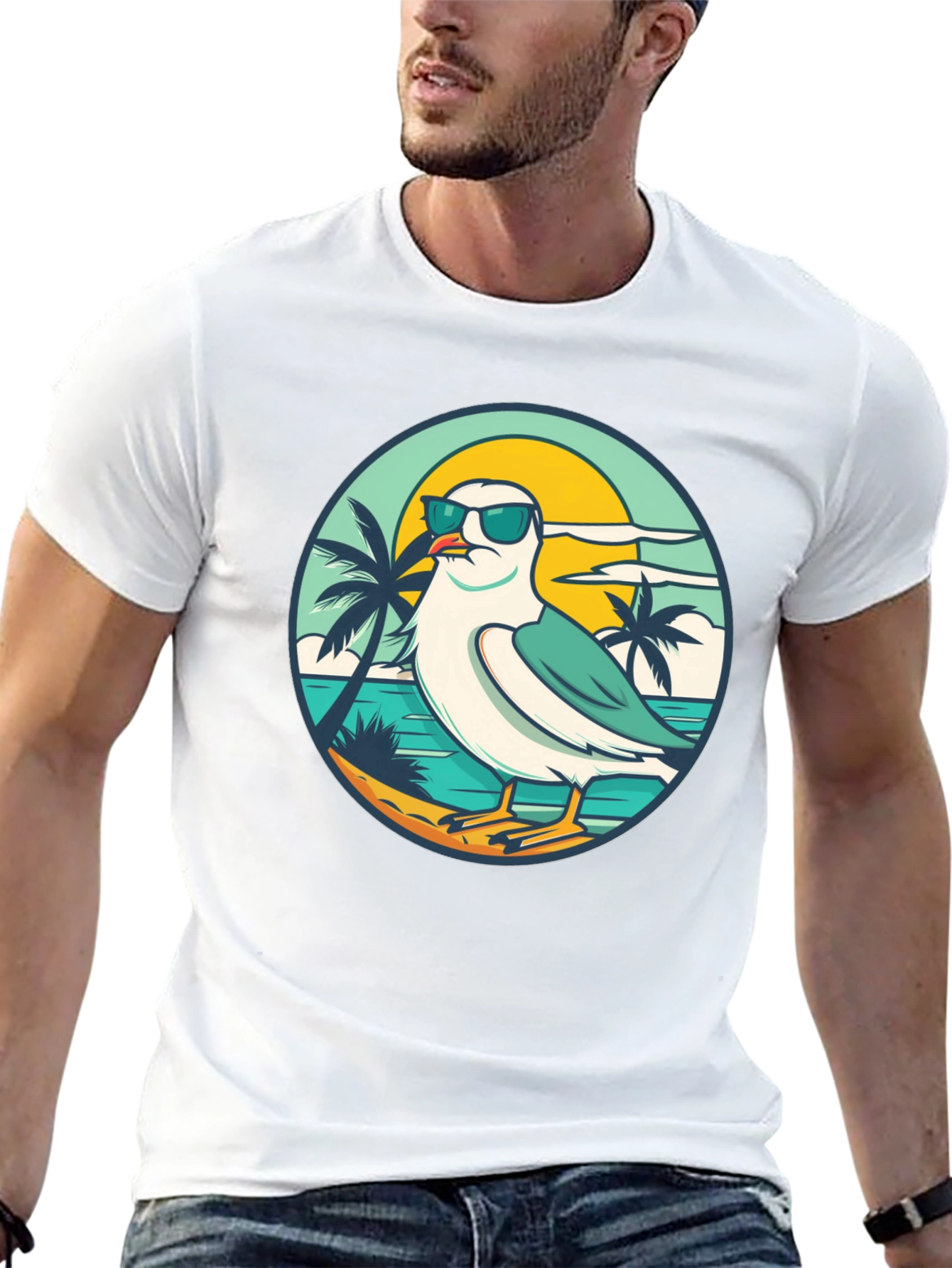 Cool Seagull Graphic Tee - Beach Vibes