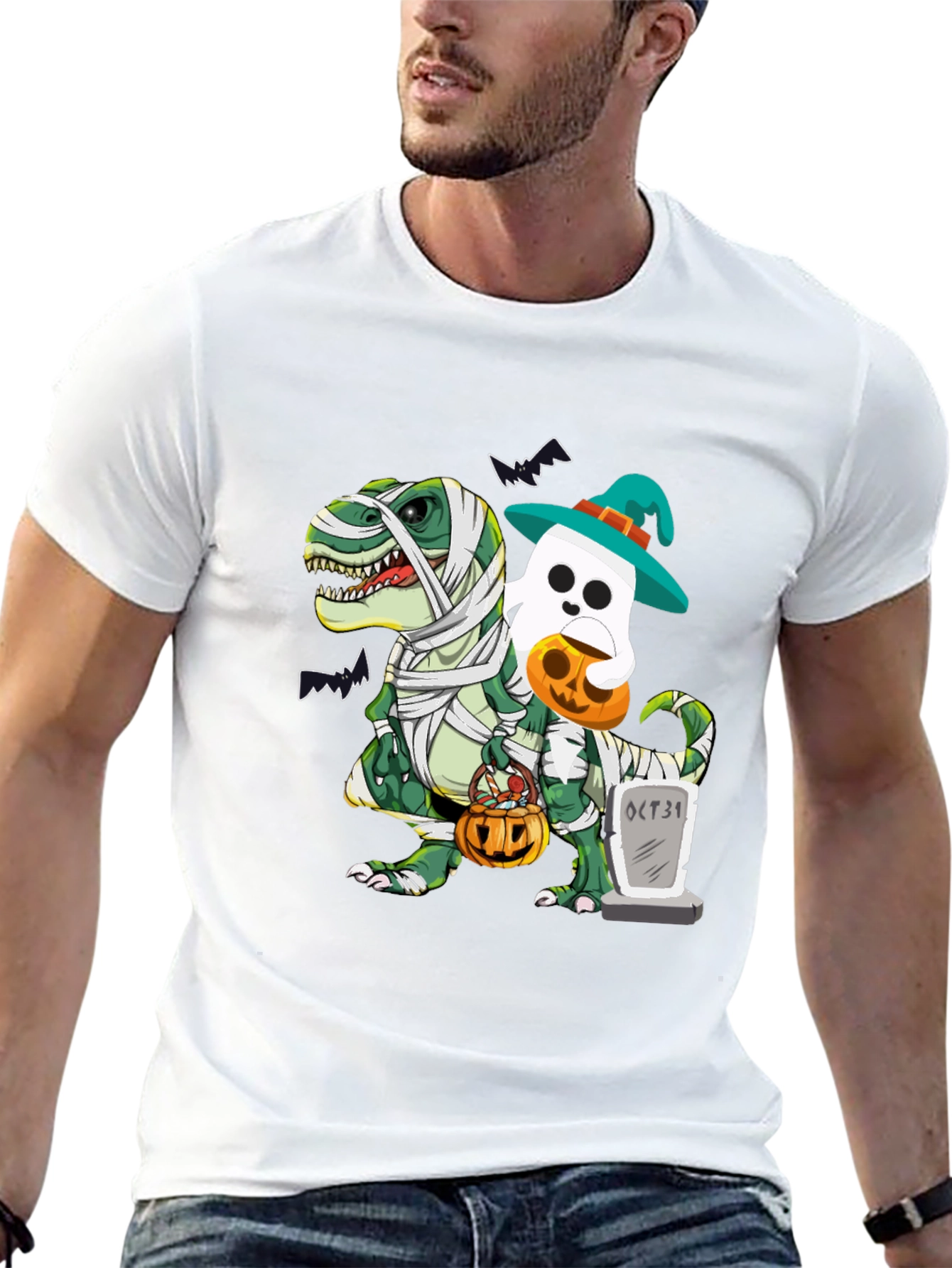 Halloween Dinosaur Ghost Mummy T-Shirt