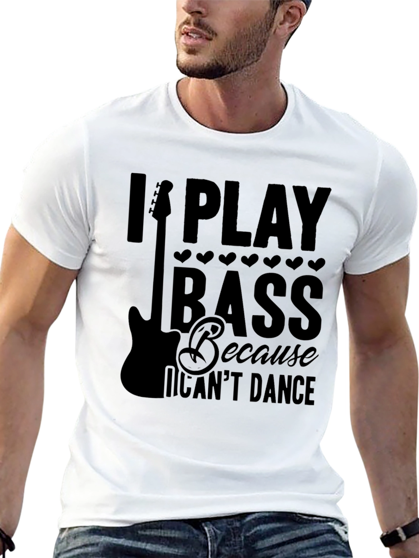 I Play Bass Black T-Shirt - Musician Gift