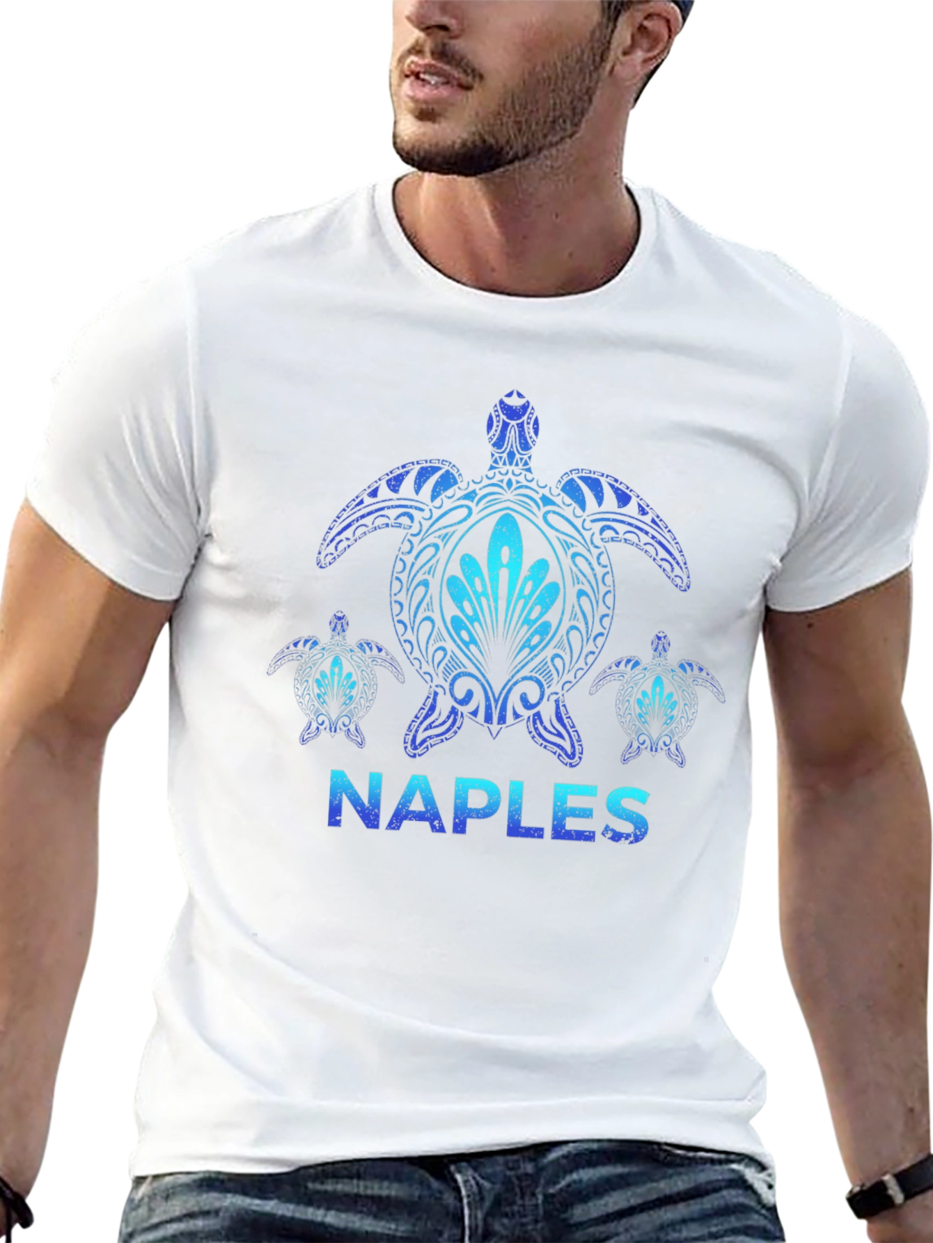 Naples Turtle Graphic Tee - Stylish Black T-Shirt