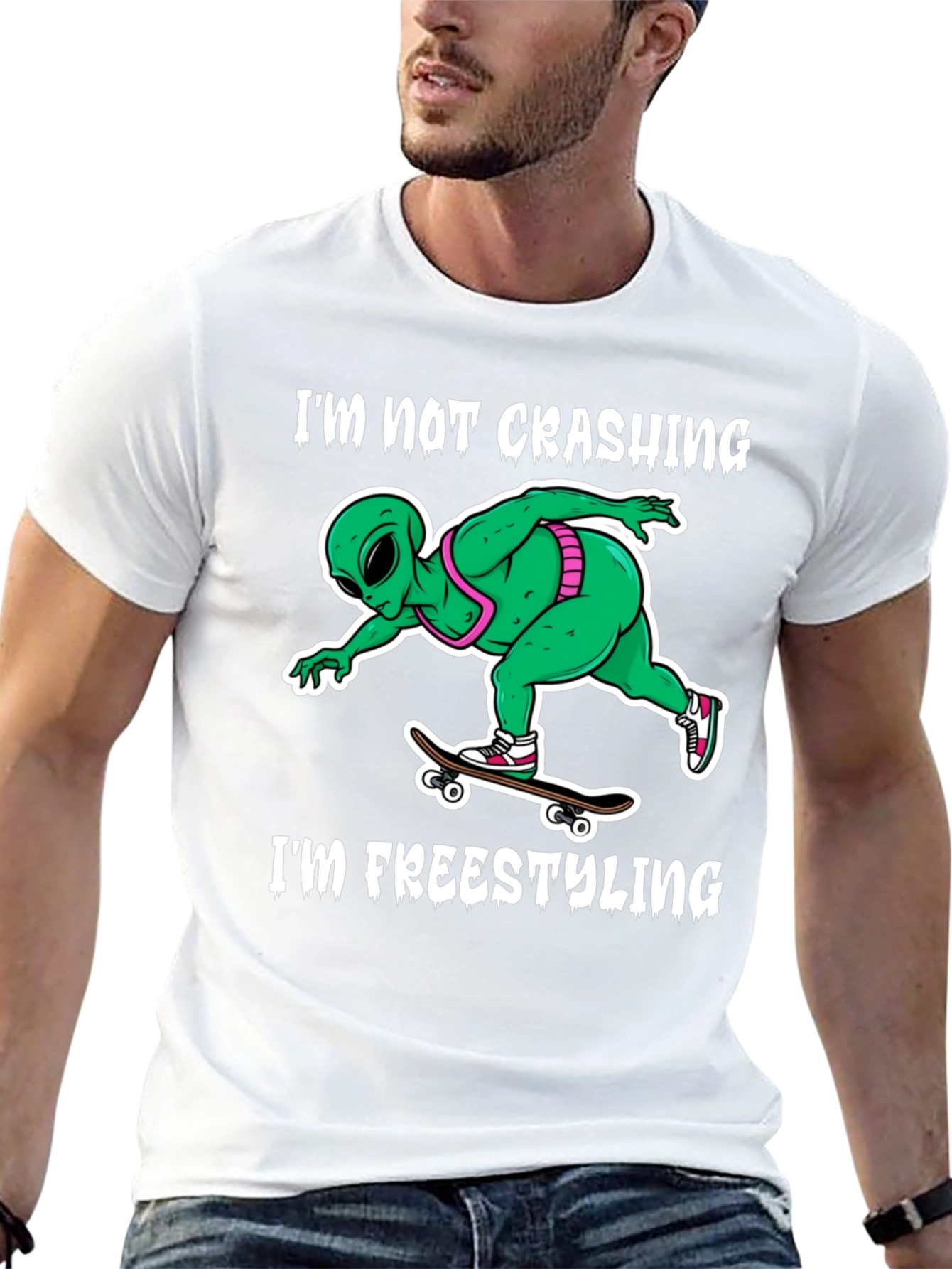Alien Freestyling Skateboard T-Shirt