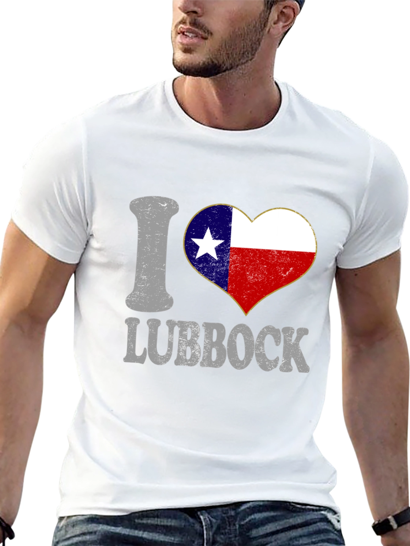 I Heart Lubbock Texas Flag Tee