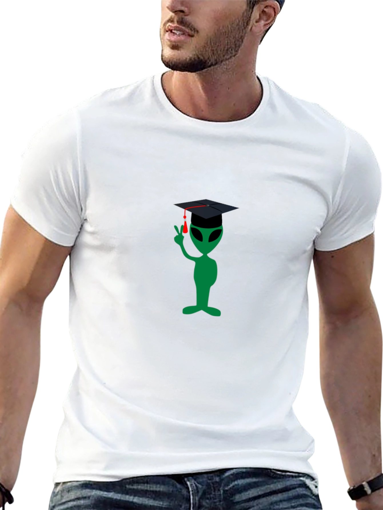 Graduation Alien Graphic Tee - Black