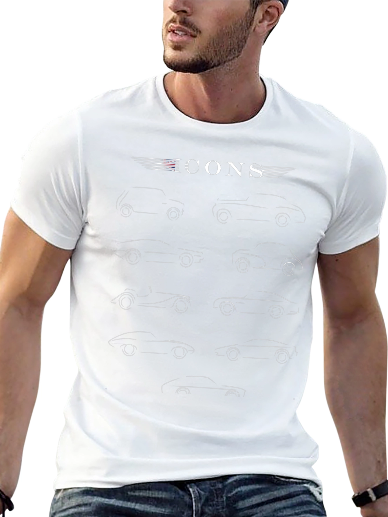 Icons Car Graphic Print T-Shirt - Classic Car Enthusiast