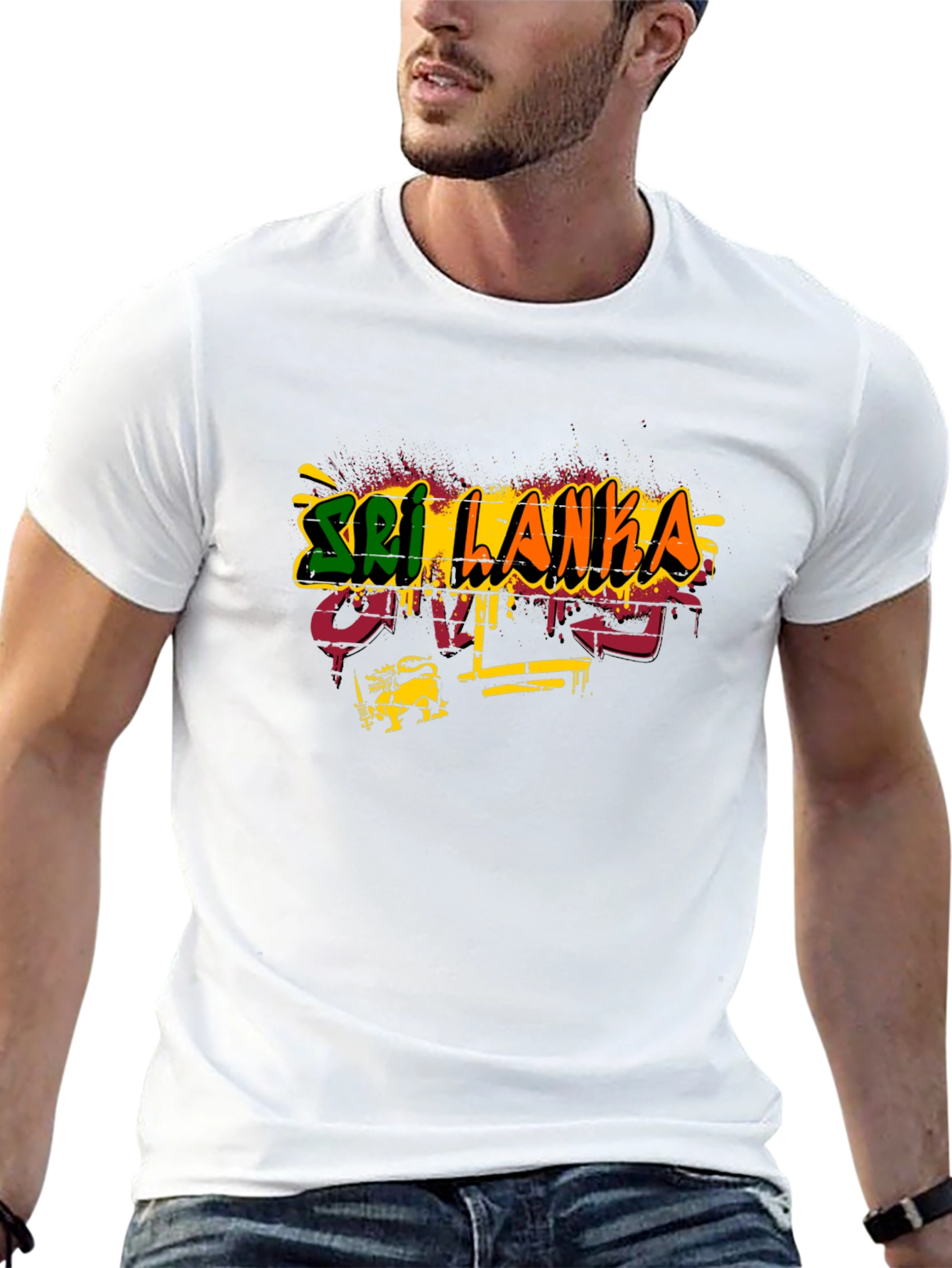 Sri Lanka Graffiti Style T-Shirt - Black Cotton Tee