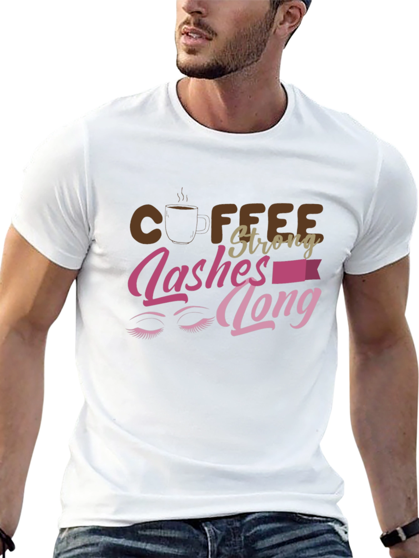 Coffee Strong Lashes Long Graphic Tee