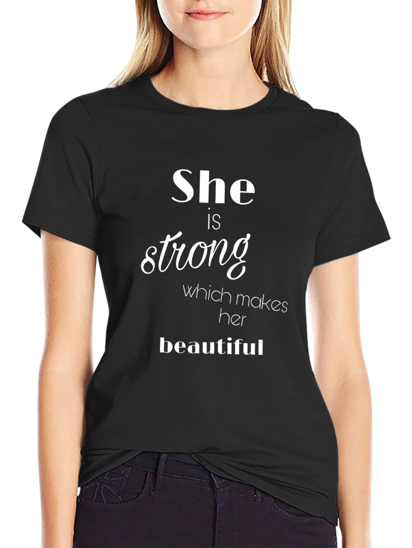 She is Strong Graphic Tee - Black T-Shirt