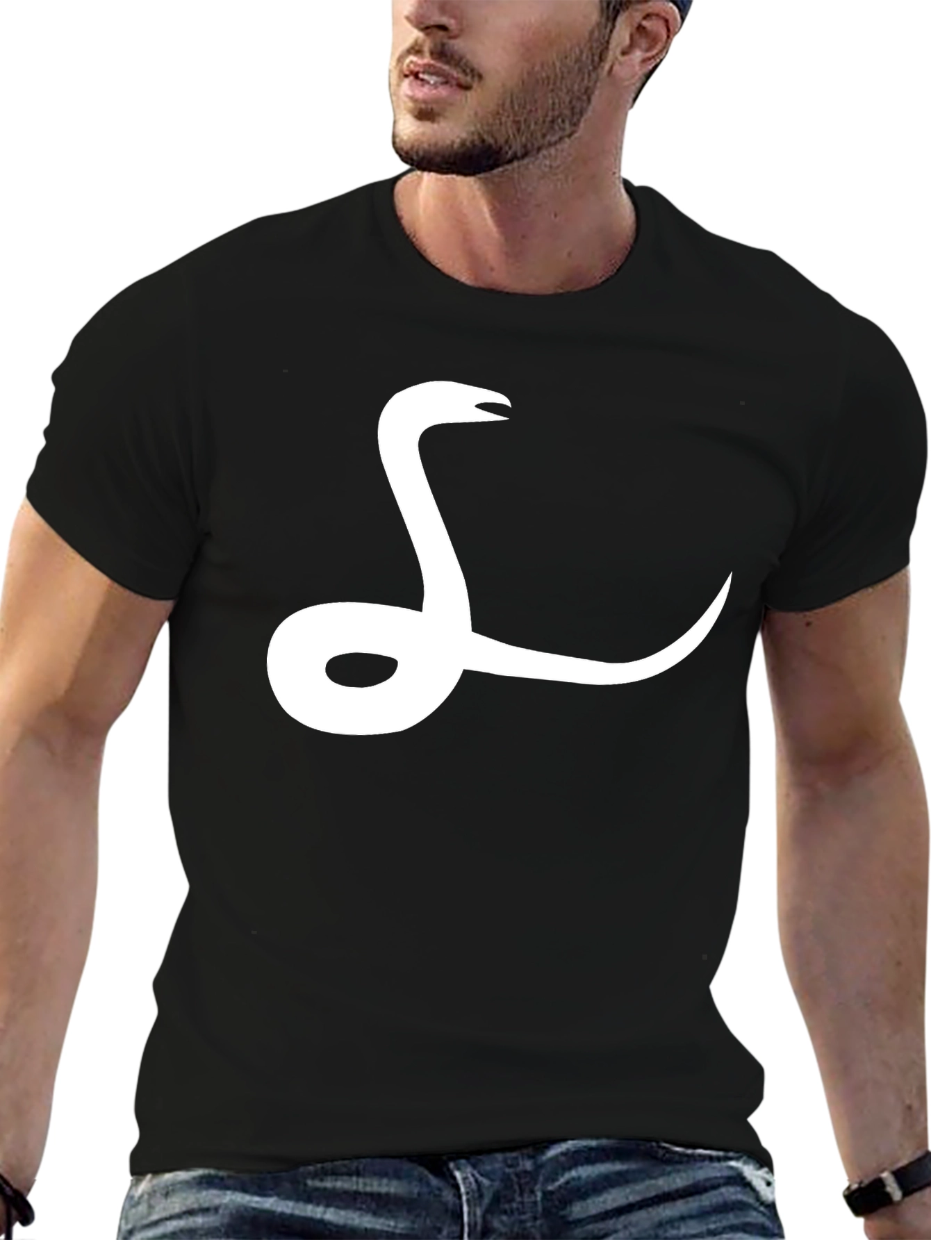 Snake Graphic Tee - Black Cotton T-Shirt