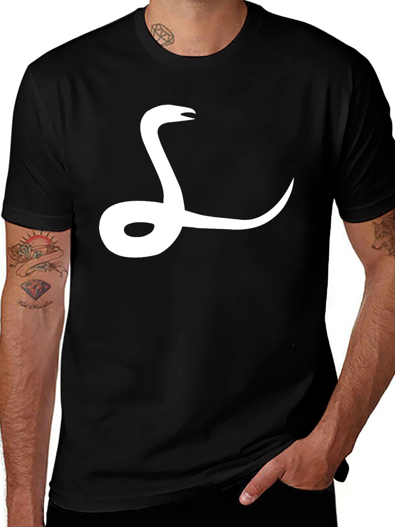 Snake Graphic Tee - Black Cotton T-Shirt