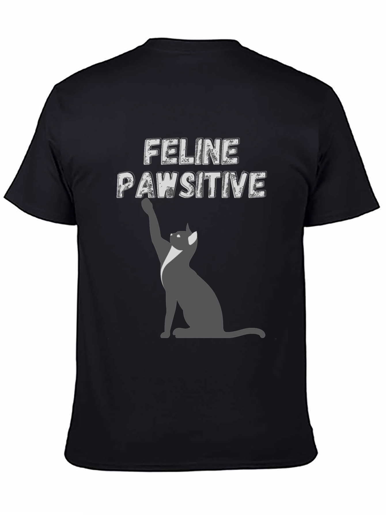 Feline Pawsitive Cat Graphic Tee - Black T-Shirt