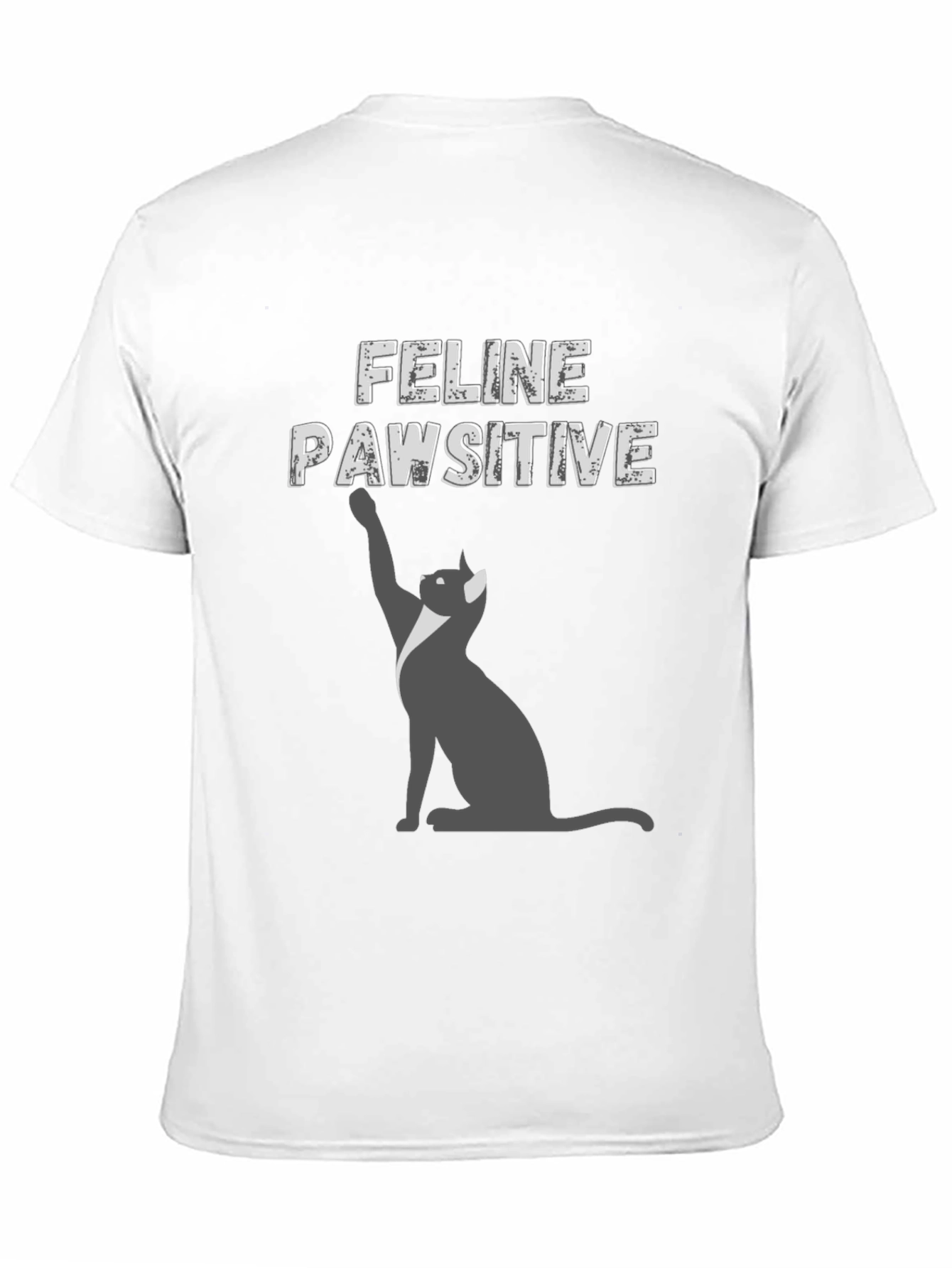 Feline Pawsitive Cat Graphic Tee - Black T-Shirt